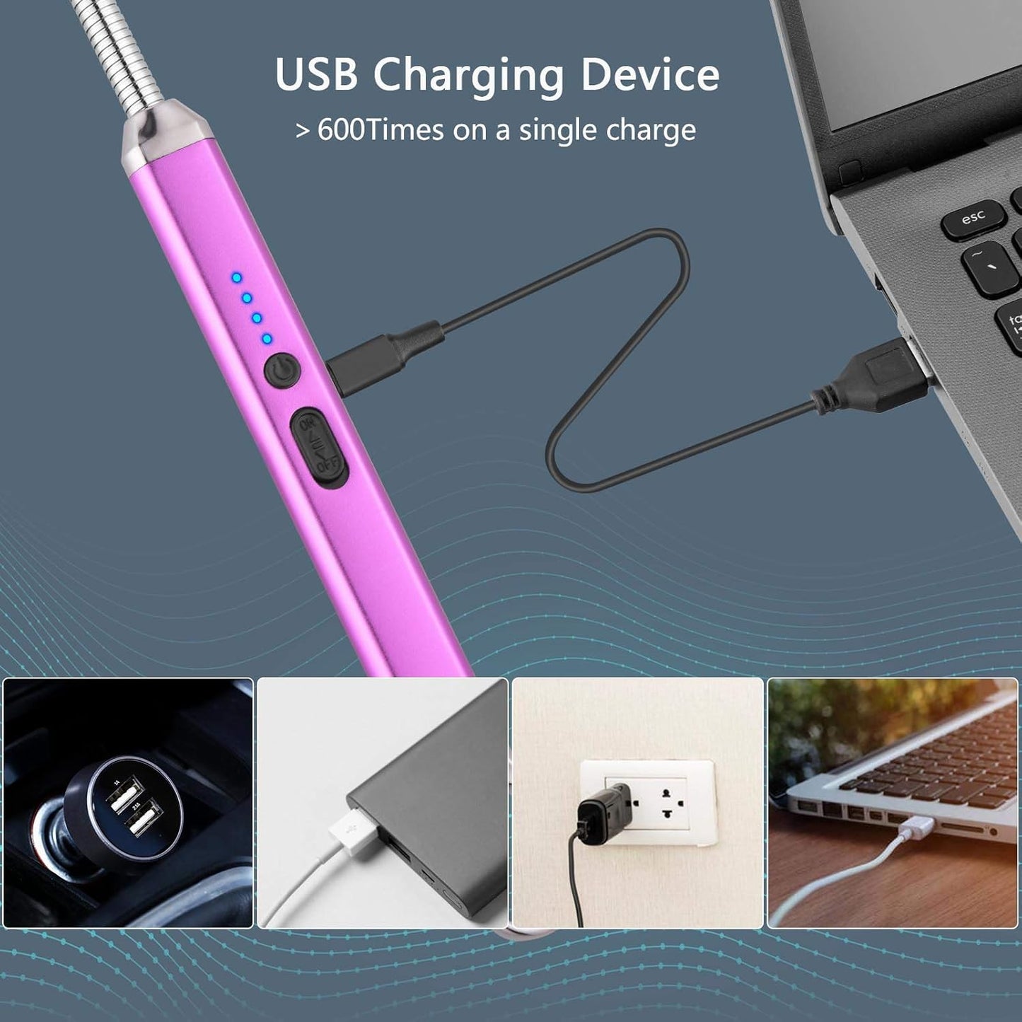 MEIRUBY Electric Candle Lighter - Stocking Stuffers for Adults Women Men Wife Nana, USB Arc Rechargeable Windproof Long Lighter for Candle, Birthday for Women Men Mom Wife Sister Nana