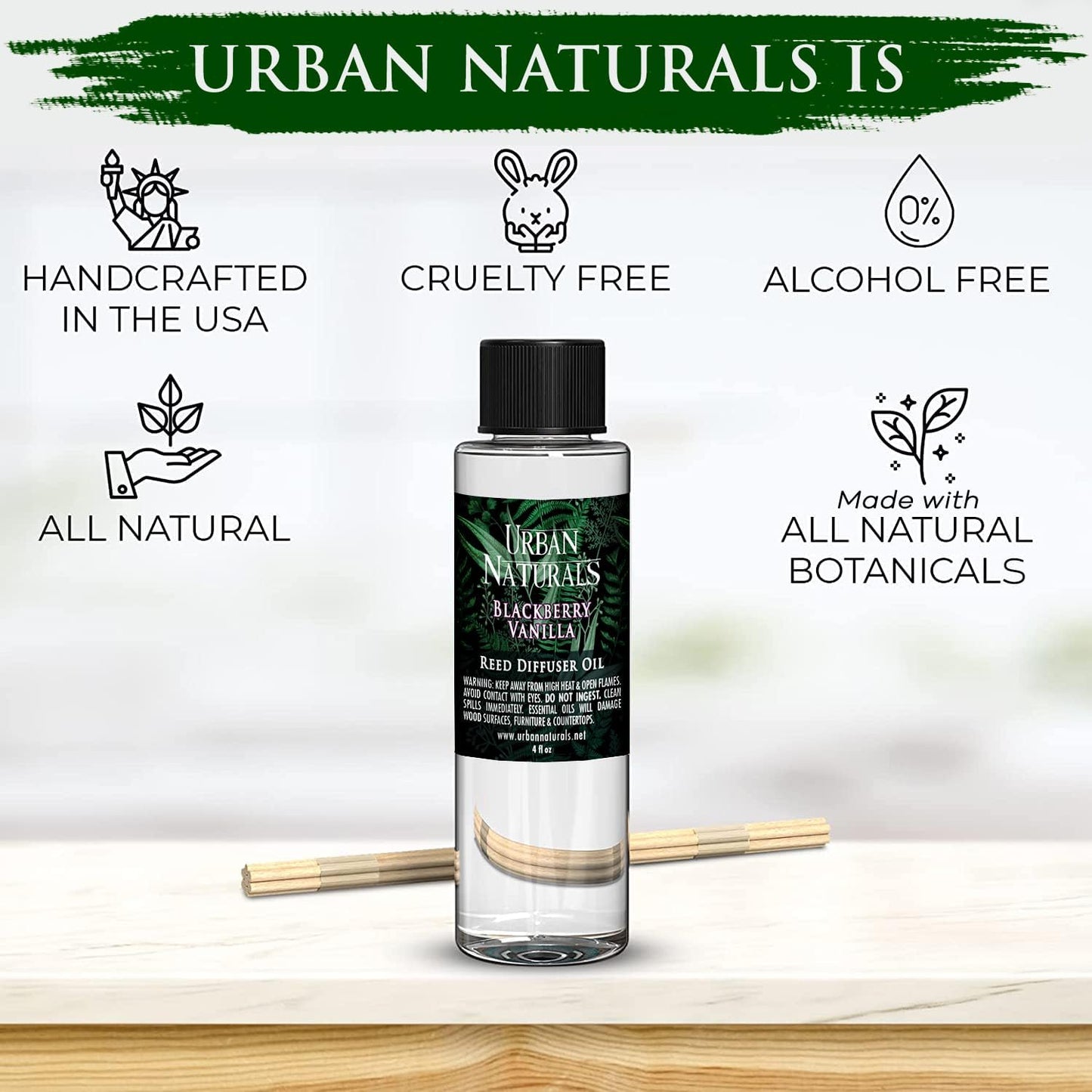 Urban Naturals Eucalyptus & Sage Oil Reed Diffuser Refill | Eucalyptus, Sage, Mint, Lime and Cedarwood| Includes a Free Set of Reed Sticks! 4 oz