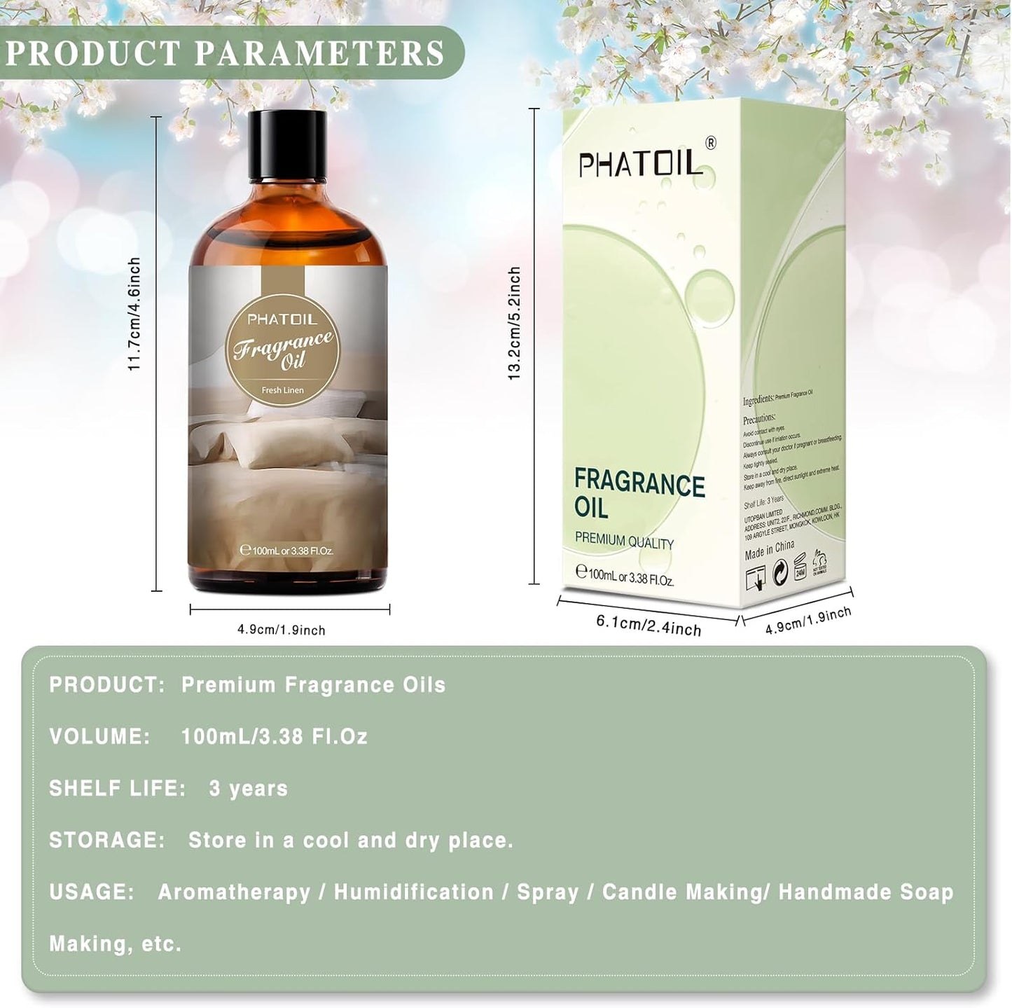 PHATOIL 3.38 FL.OZ Coconut & Vanilla Fragrance Oils for Aromatherapy, Essential Oils for Diffusers for Home, Perfect for Diffuser, Yoga, DIY Candle and Soap Making - 100ml
