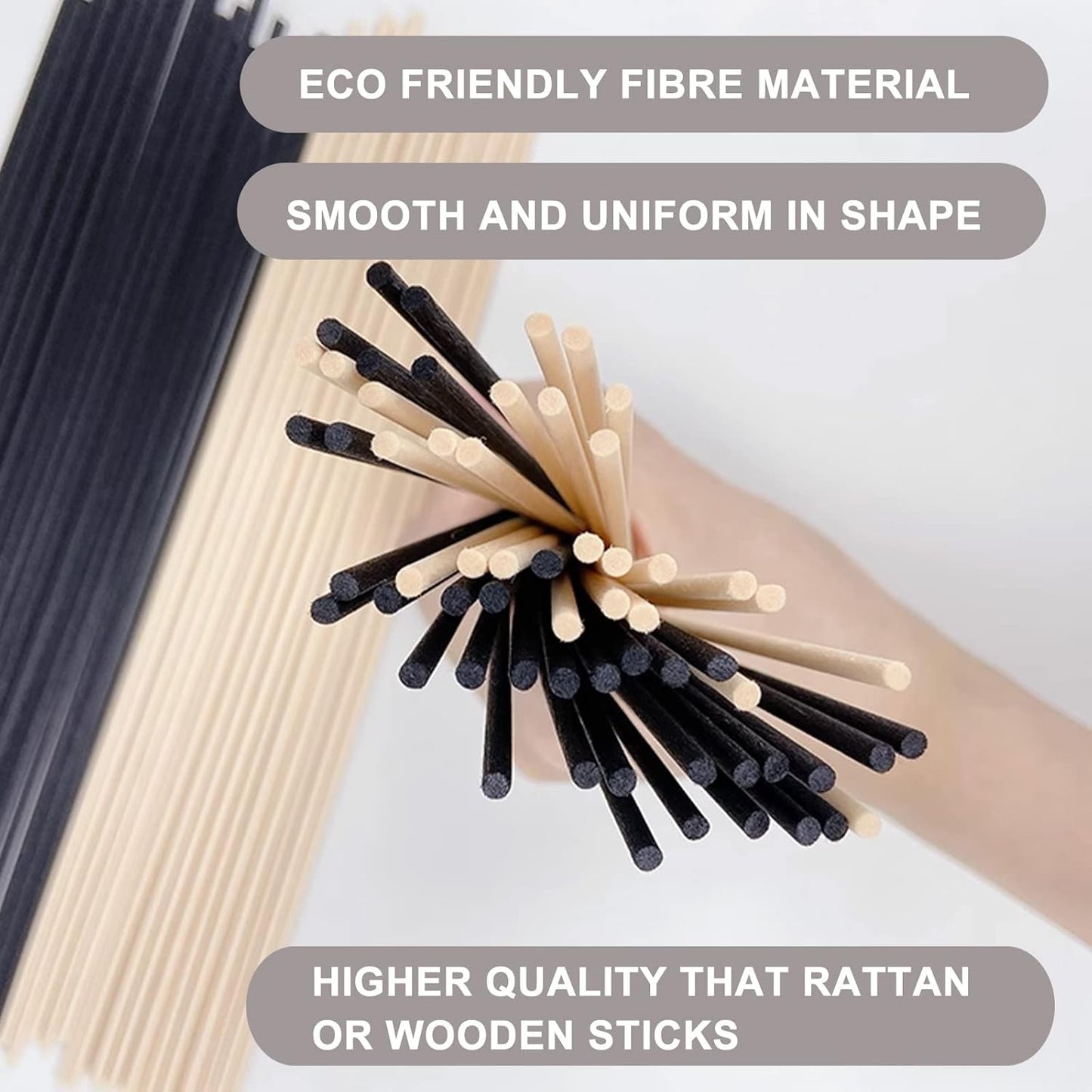 HOSSIAN 100PCS Reed Diffuser Sticks-Natural Rattan Wood Sticks Reed diffusers-Reed Sticks-Replacement for Aroma Fragrance reeds for Essential Oil Diffusers Refills