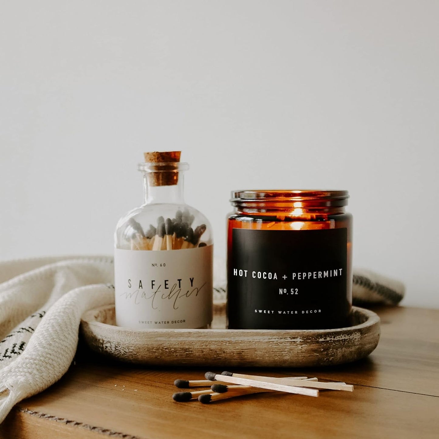 Sweet Water Decor Warm and Cozy Soy Candle - Orange Peel, Cinnamon, Ginger and Clove Scented Candles for Home - 9oz Amber Jar Black Lid, 40 Hour Burn Time, Made in the USA