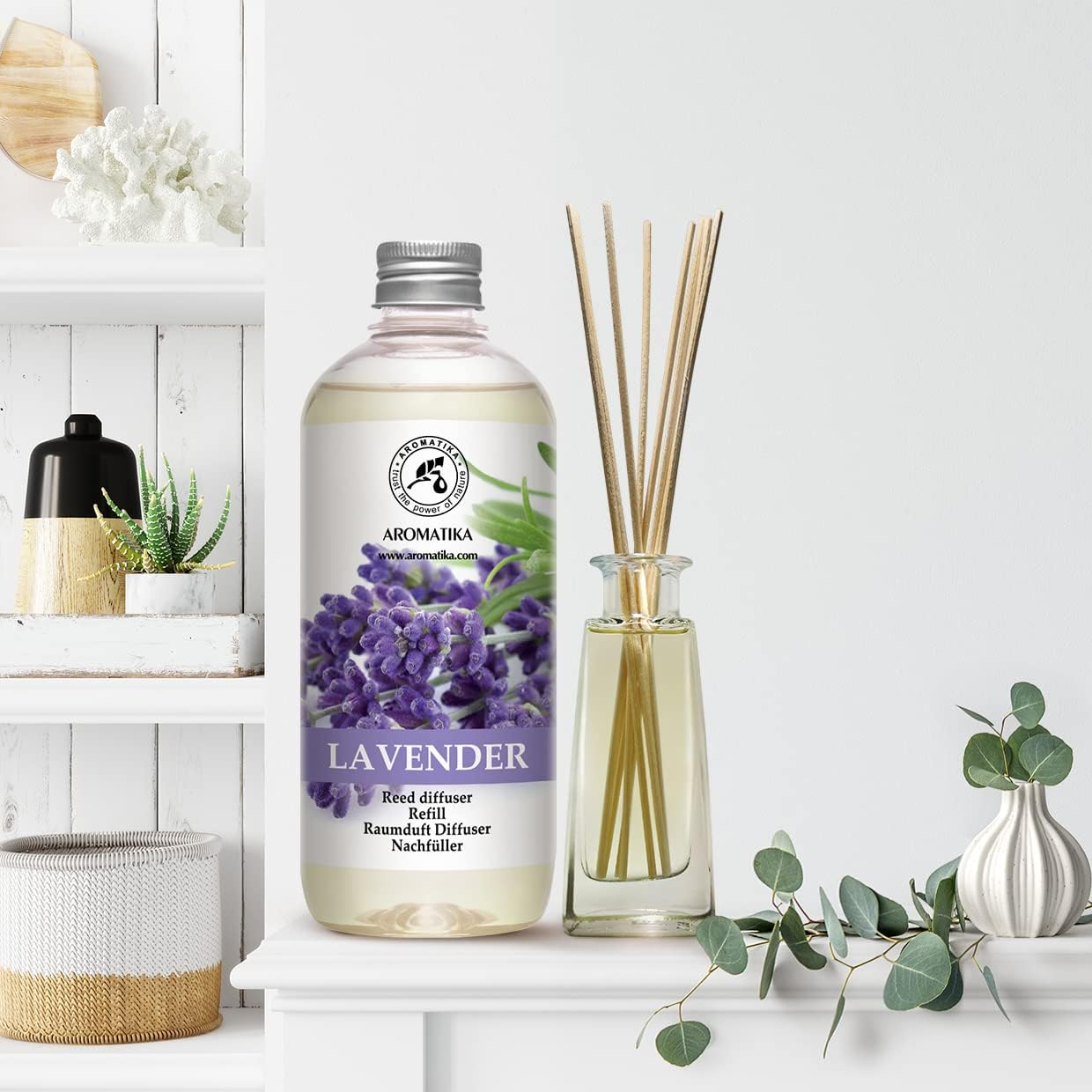 Lavender Reed Diffuser Refill 17 Fl Oz - 500ml - Lavanda Refill - Wardrobe Freshener - Home Fragrance Oil - Air Freshener - Aromatherapy - Essential Lavender Oil Diffuser - Diffuser Refill