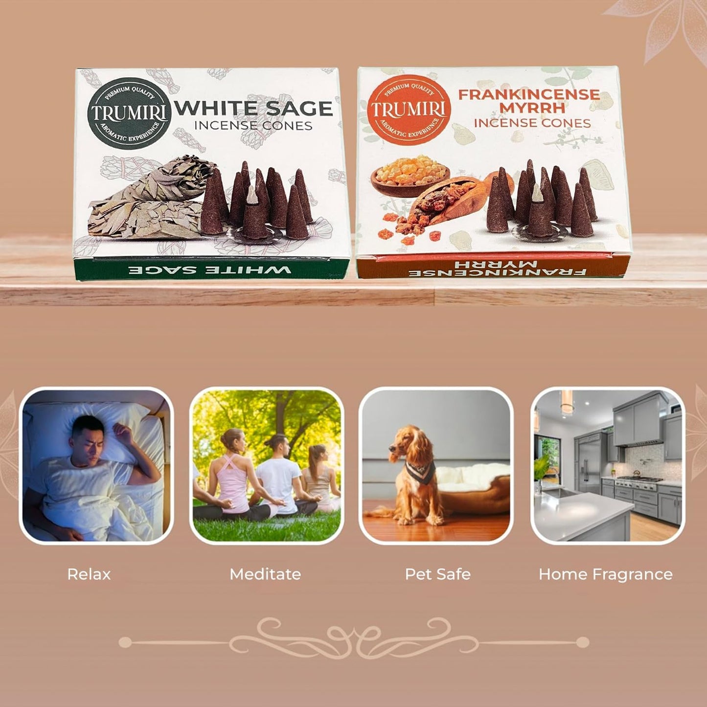Incense Cones Combo Pack - 10 Cedar 10 Pine Scented Cones
