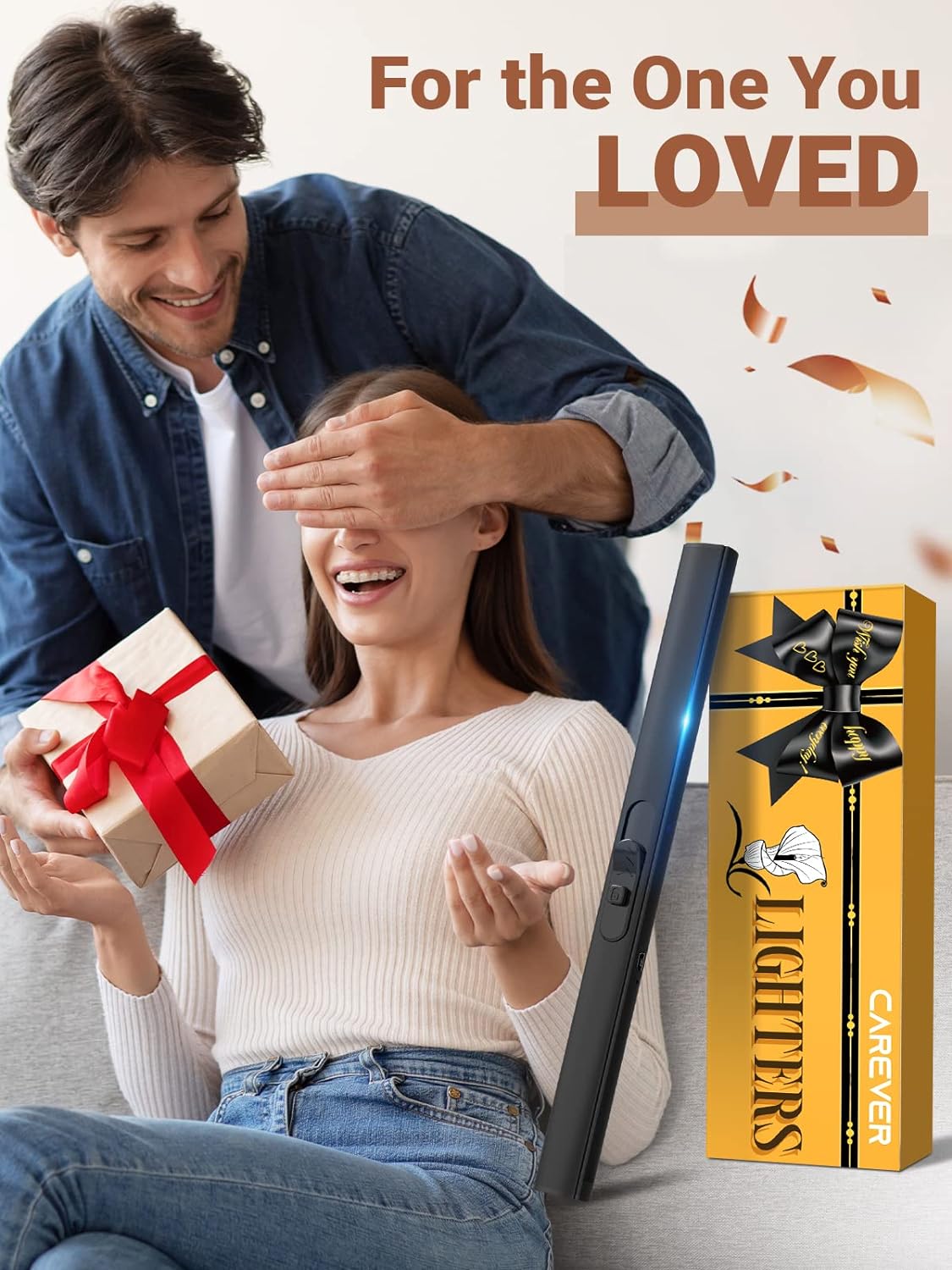 Candle Lighter Stocking Stuffers for Women Men, Electric Candle Lighter USB Rechargeable Graduation Gifts for Him Wife Grandma Girlfriend Safety Lock Long Lighters for Grill Home Kitchen BBQ Camping