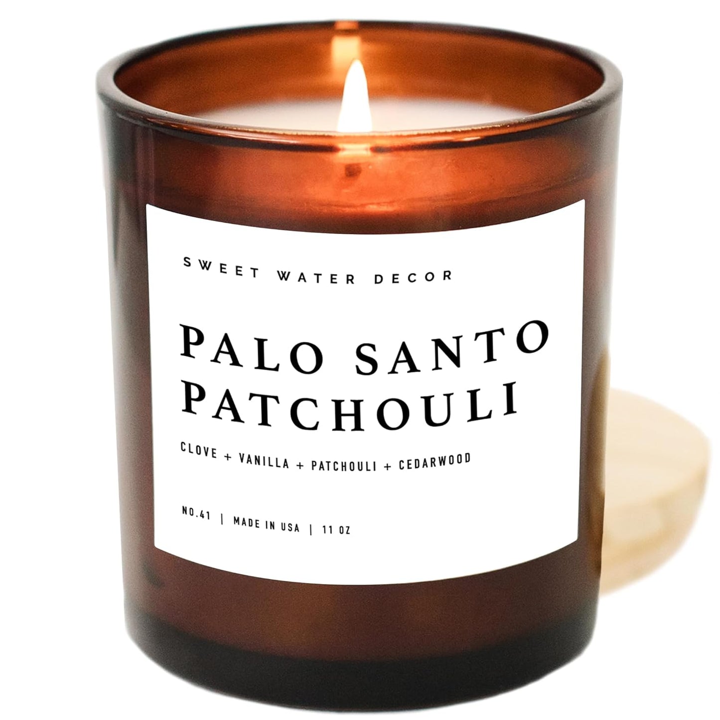 Sweet Water Decor Salt and Sea Candle - Sea Salt, Citrus, Amber, Musk, Beach Scented Soy Candles for Home - 11oz White Glass Jar Wood Lid, 50 Hour Burn Time, Made in the USA