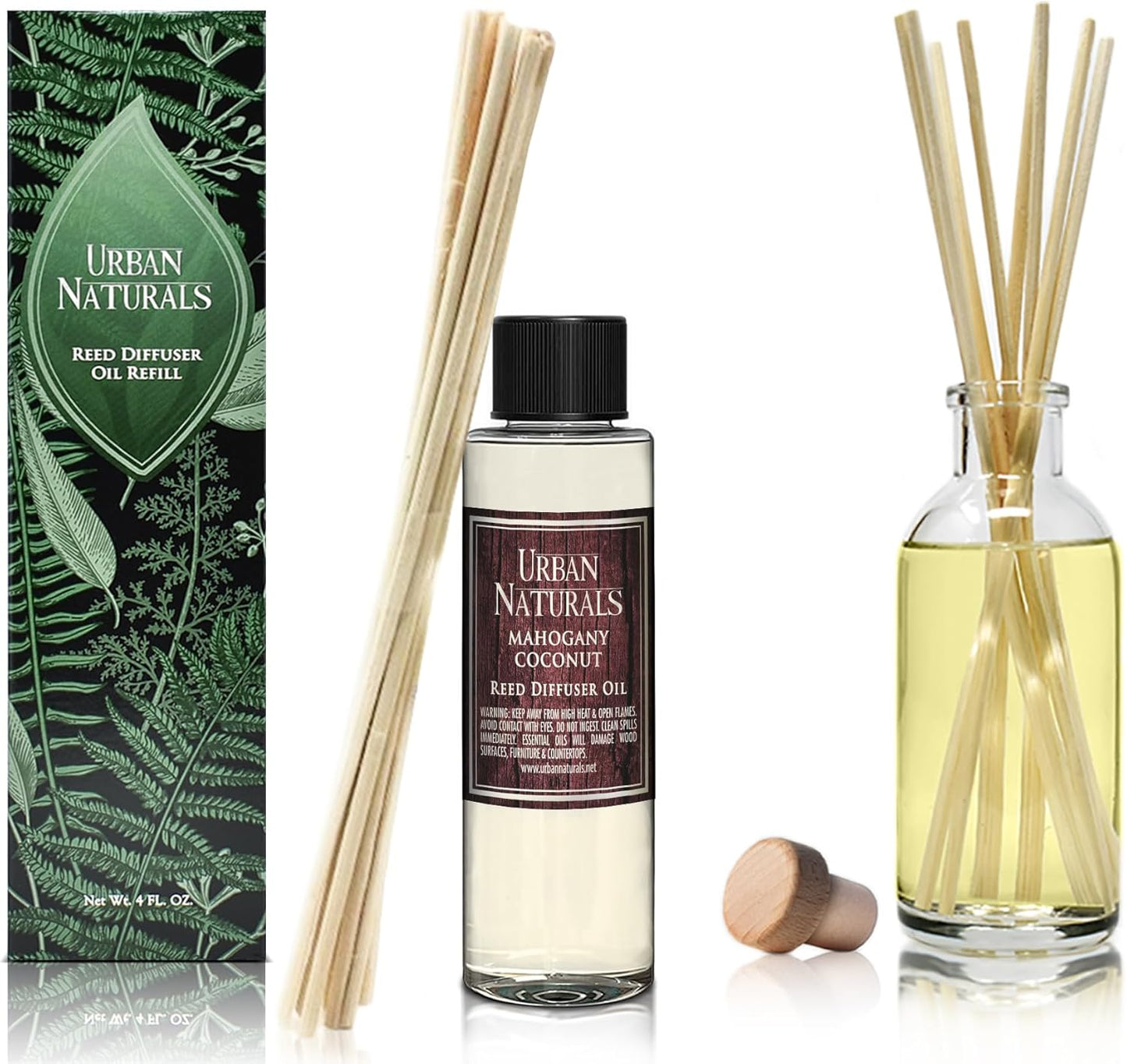 Urban Naturals Eucalyptus & Sage Oil Reed Diffuser Refill | Eucalyptus, Sage, Mint, Lime and Cedarwood| Includes a Free Set of Reed Sticks! 4 oz
