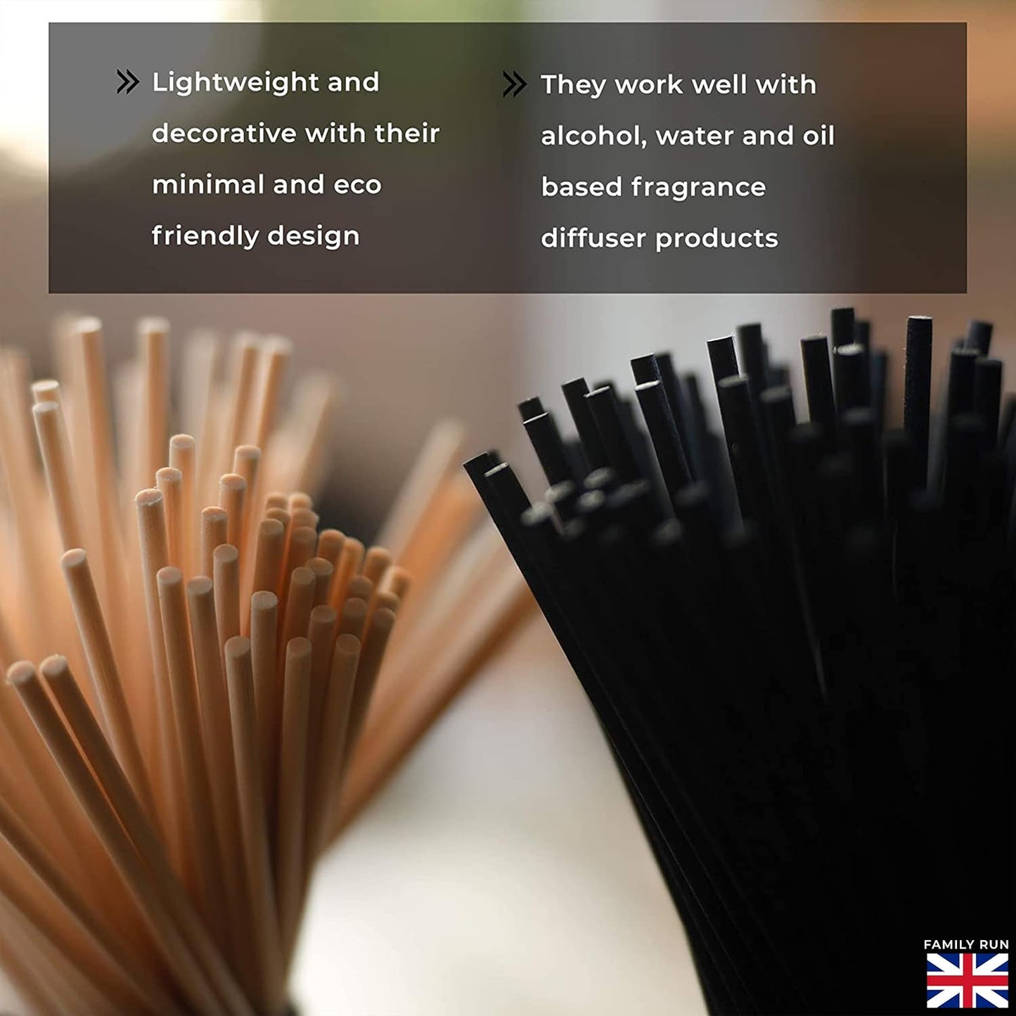 Ziffs Home® 120pcs Black Fibre Reed Diffuser Sticks - 20cm/7.87in x 4mm/0.16in - Thick Diffuser Reeds Sticks - Diffuser Sticks for Diffuser Oils Fragrance Refill - Fibre Reeds for Diffusers