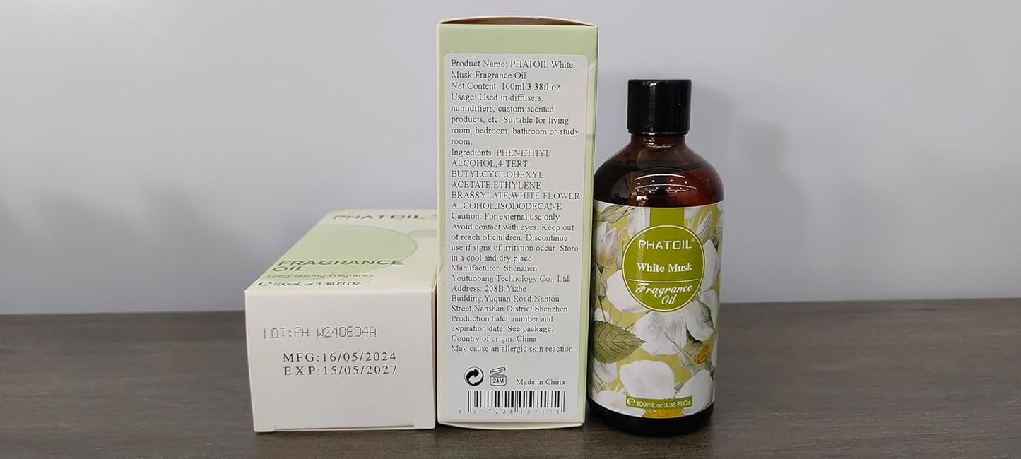 PHATOIL 3.38 FL.OZ Coconut & Vanilla Fragrance Oils for Aromatherapy, Essential Oils for Diffusers for Home, Perfect for Diffuser, Yoga, DIY Candle and Soap Making - 100ml