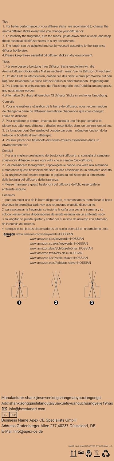 HOSSIAN 100PCS Reed Diffuser Sticks-Natural Rattan Wood Sticks Reed diffusers-Reed Sticks-Replacement for Aroma Fragrance reeds for Essential Oil Diffusers Refills