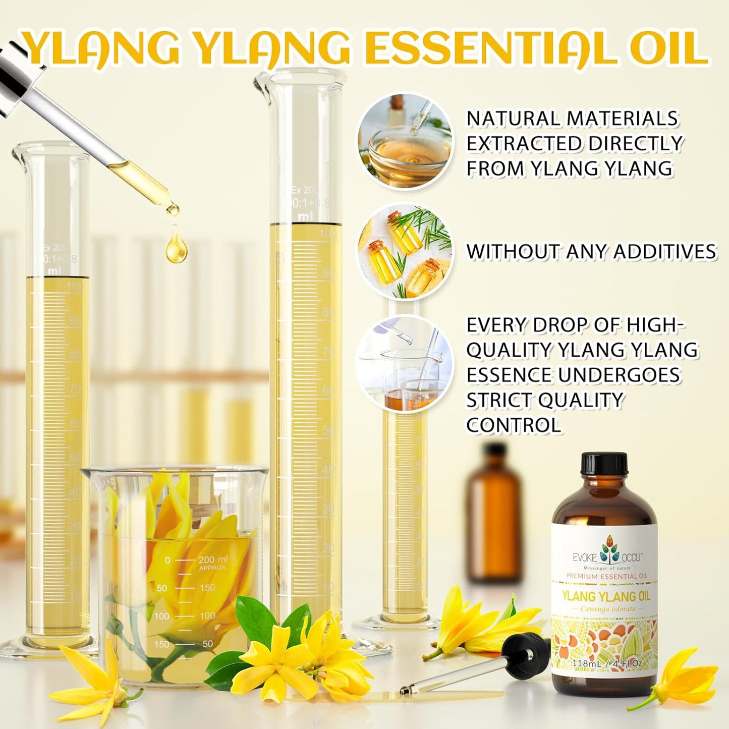 EVOKE OCCU 4 Fl Oz Vanilla Essential Oil, Pure Vanilla Oil for Diffuser, Skin, Humidifier and Relaxation - 118ML
