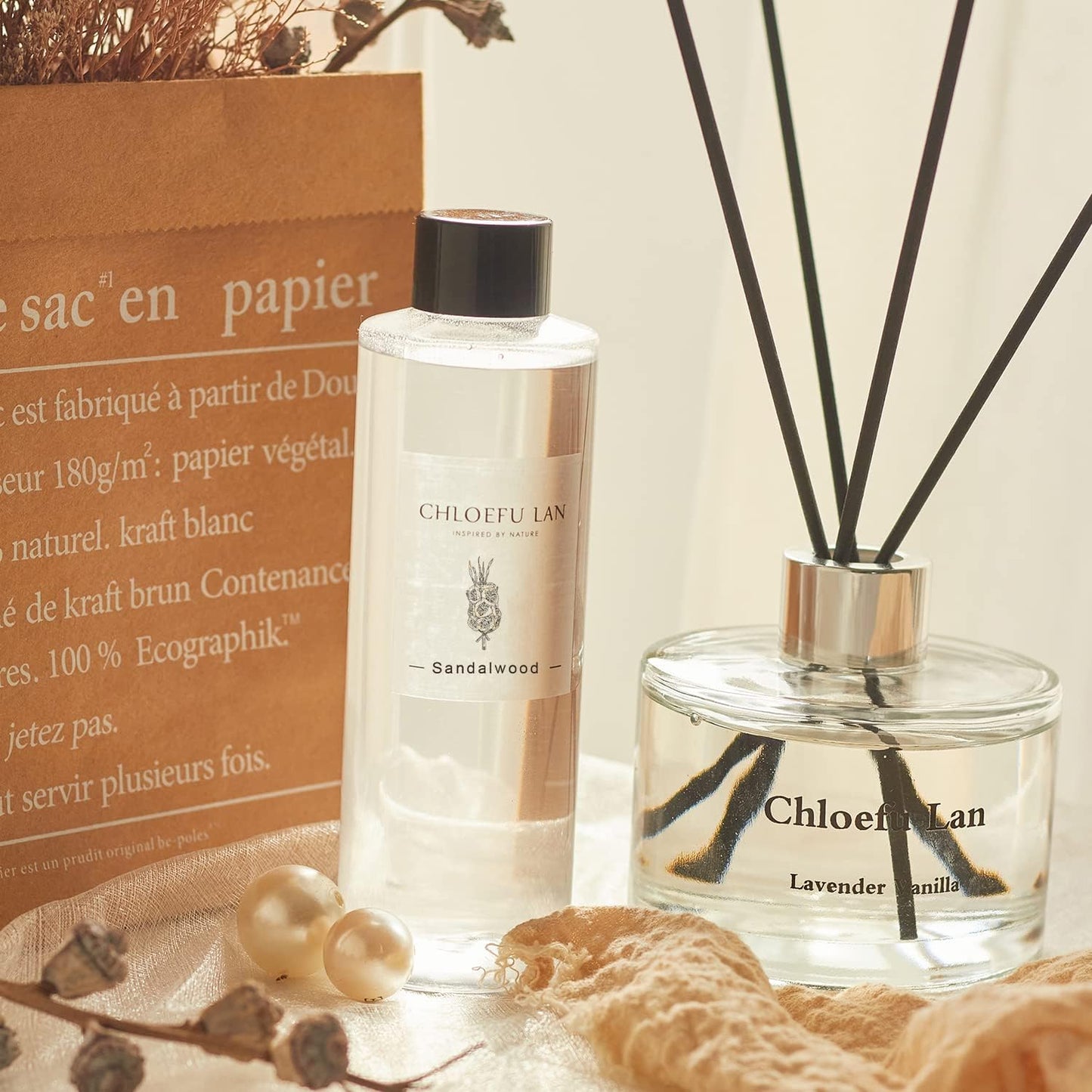 Chloefu LAN Hotel Scented Oil Diffuser Refill 7.05 oz Natural Essential Scented Oil - Best for Aromatherapy, SPA and Home, 0% Alcohol, Unique Blend to Promote Sleep & Relieve Stress