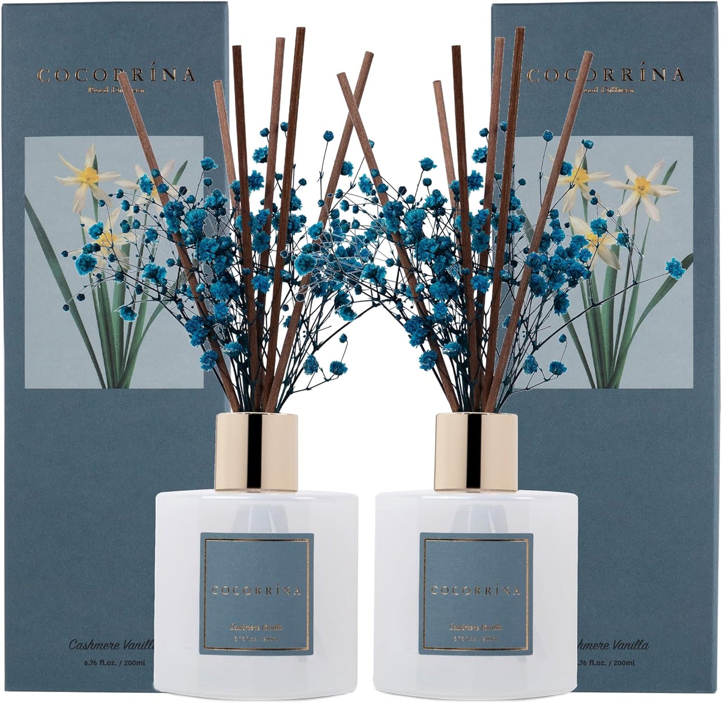 COCORRÍNA Reed Diffuser Set, Clean Linen Scented Diffuser with Sticks Home Fragrance Reed Diffuser for Bathroom Shelf Decor