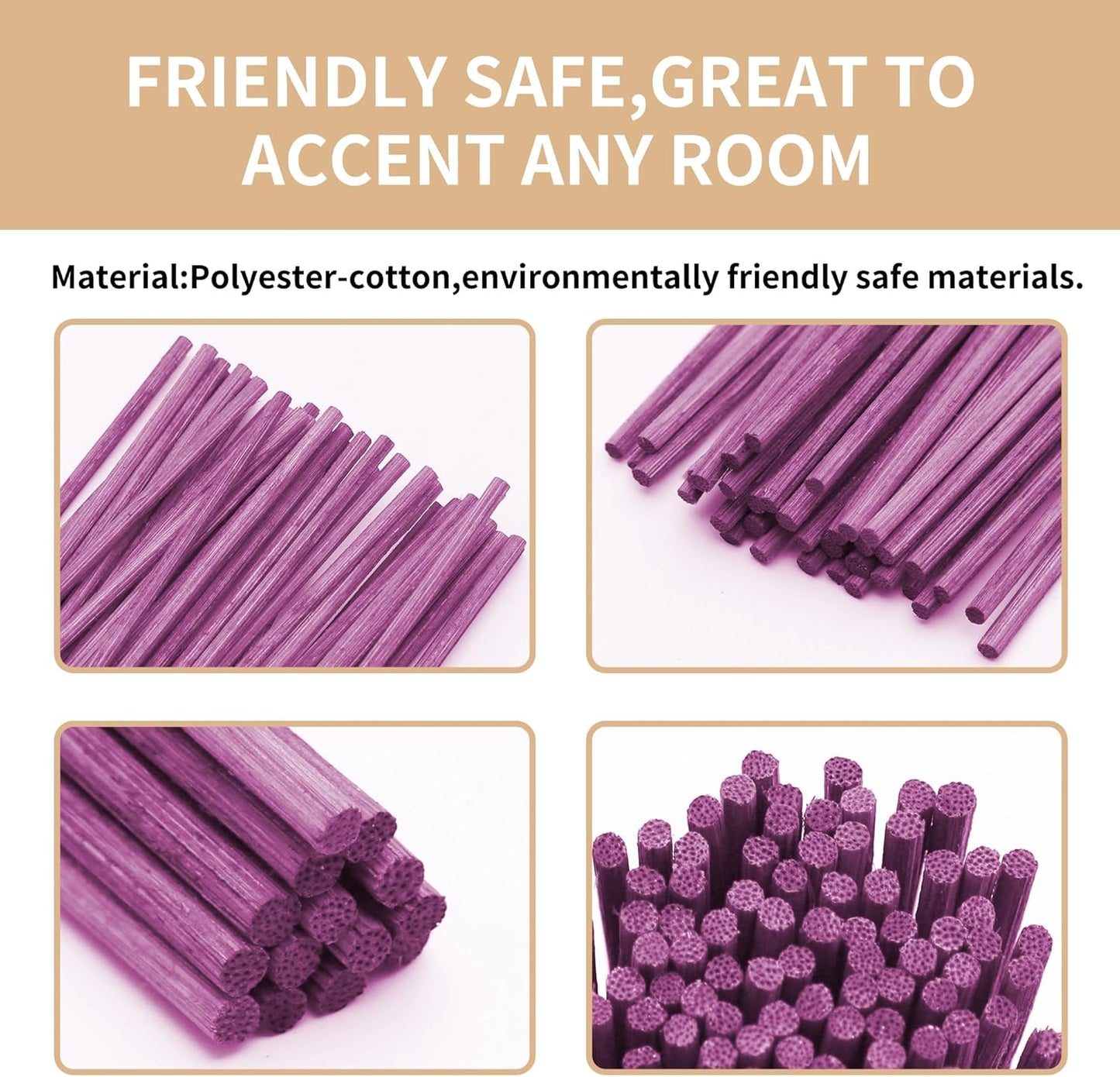 VFULIE 100PCS Reed Diffuser Sticks, 10 Inch Natural Rattan Wood Sticks Essential Oil Aroma Diffuser Sticks Refill Replacement for Aroma Fragrance (Primary Color)