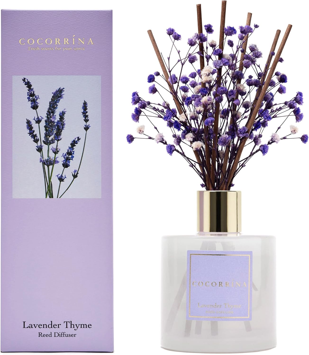 COCORRÍNA Reed Diffuser Set, Clean Linen Scented Diffuser with Sticks Home Fragrance Reed Diffuser for Bathroom Shelf Decor