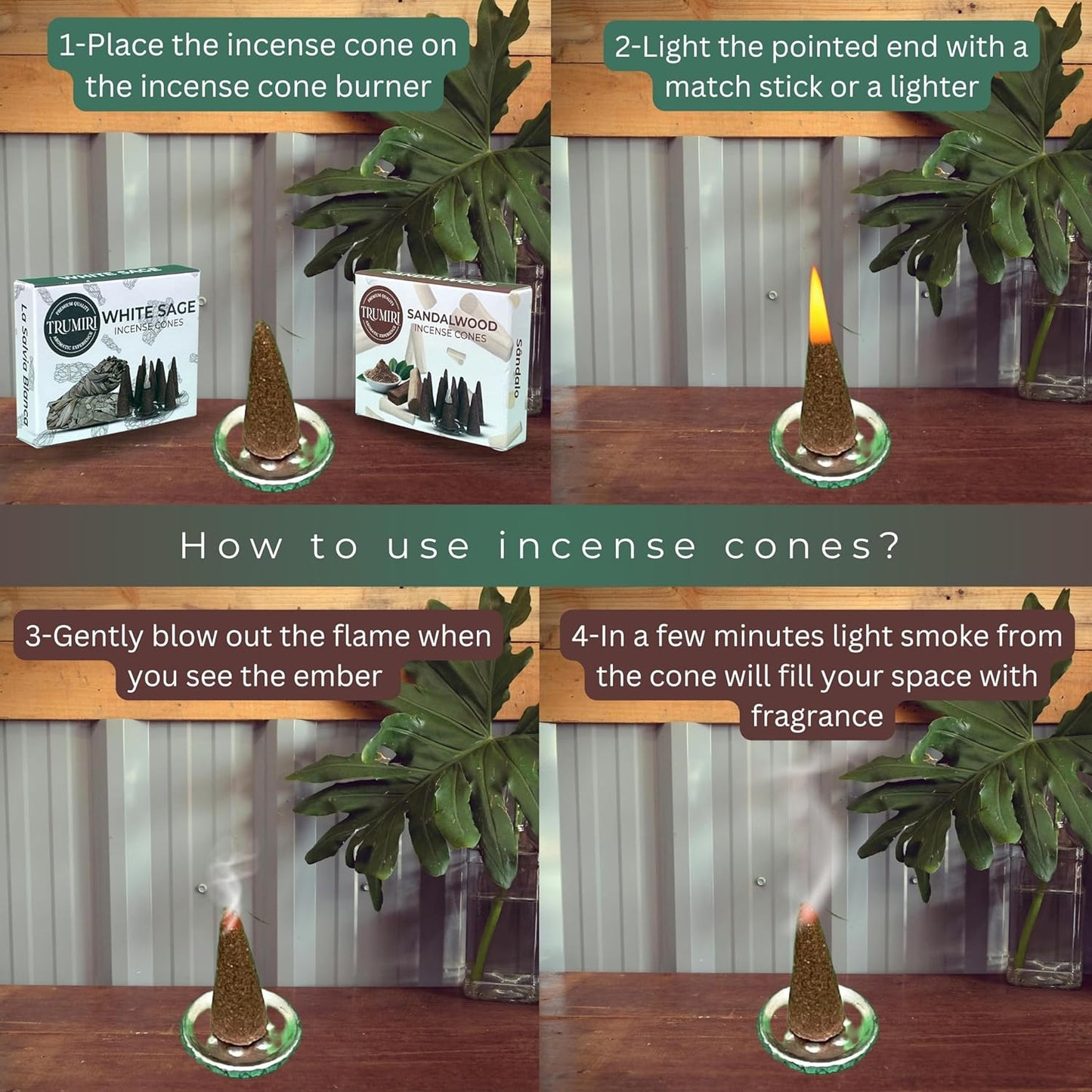 Incense Cones Combo Pack - 10 Cedar 10 Pine Scented Cones