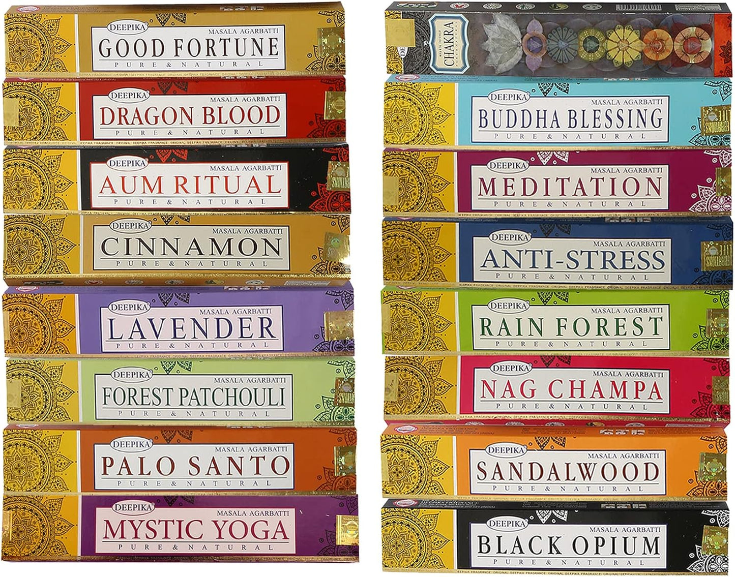 Satya Premium Mix Assorted Incense Sticks Set of 12 Pack | for Meditation, Aromatherapy, Healing, Yoga, Positivity and Relaxation | 180 Sticks (12Packs X 15Sticks)