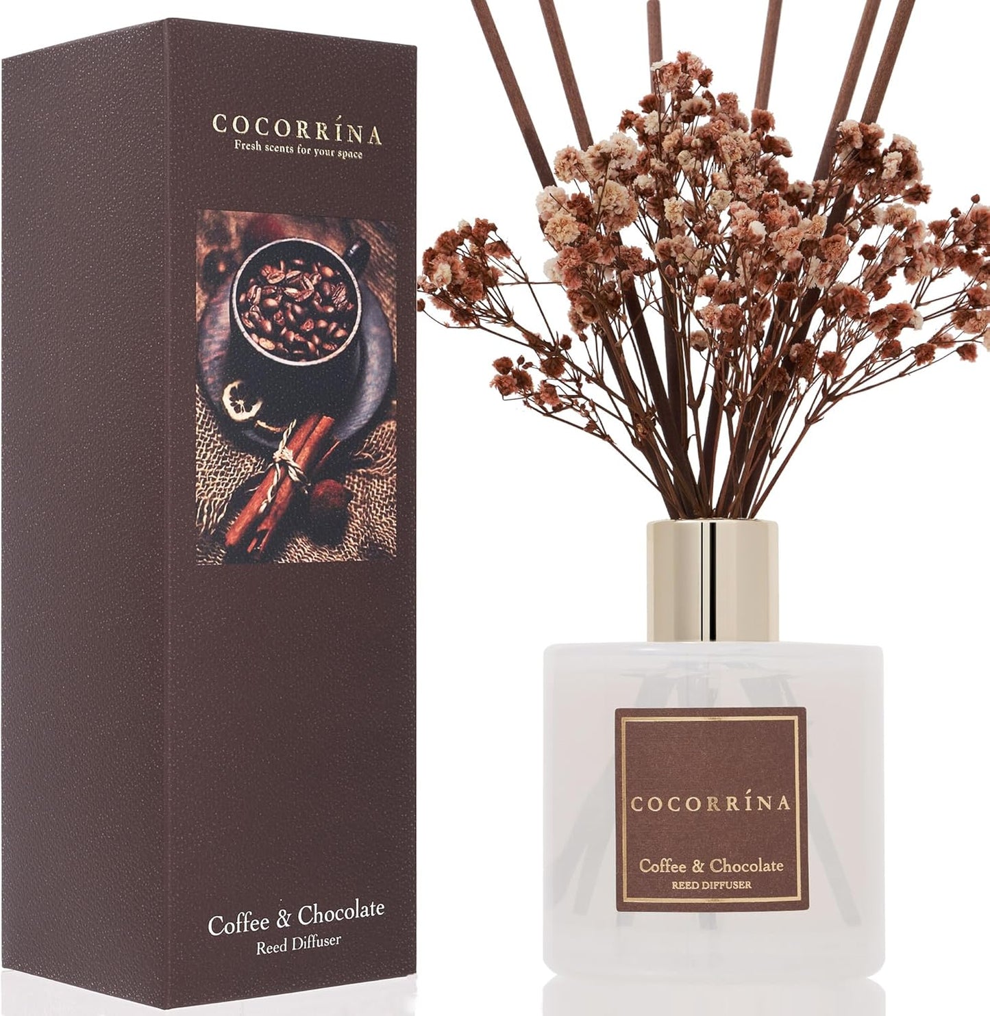 COCORRÍNA Reed Diffuser Set, Clean Linen Scented Diffuser with Sticks Home Fragrance Reed Diffuser for Bathroom Shelf Decor