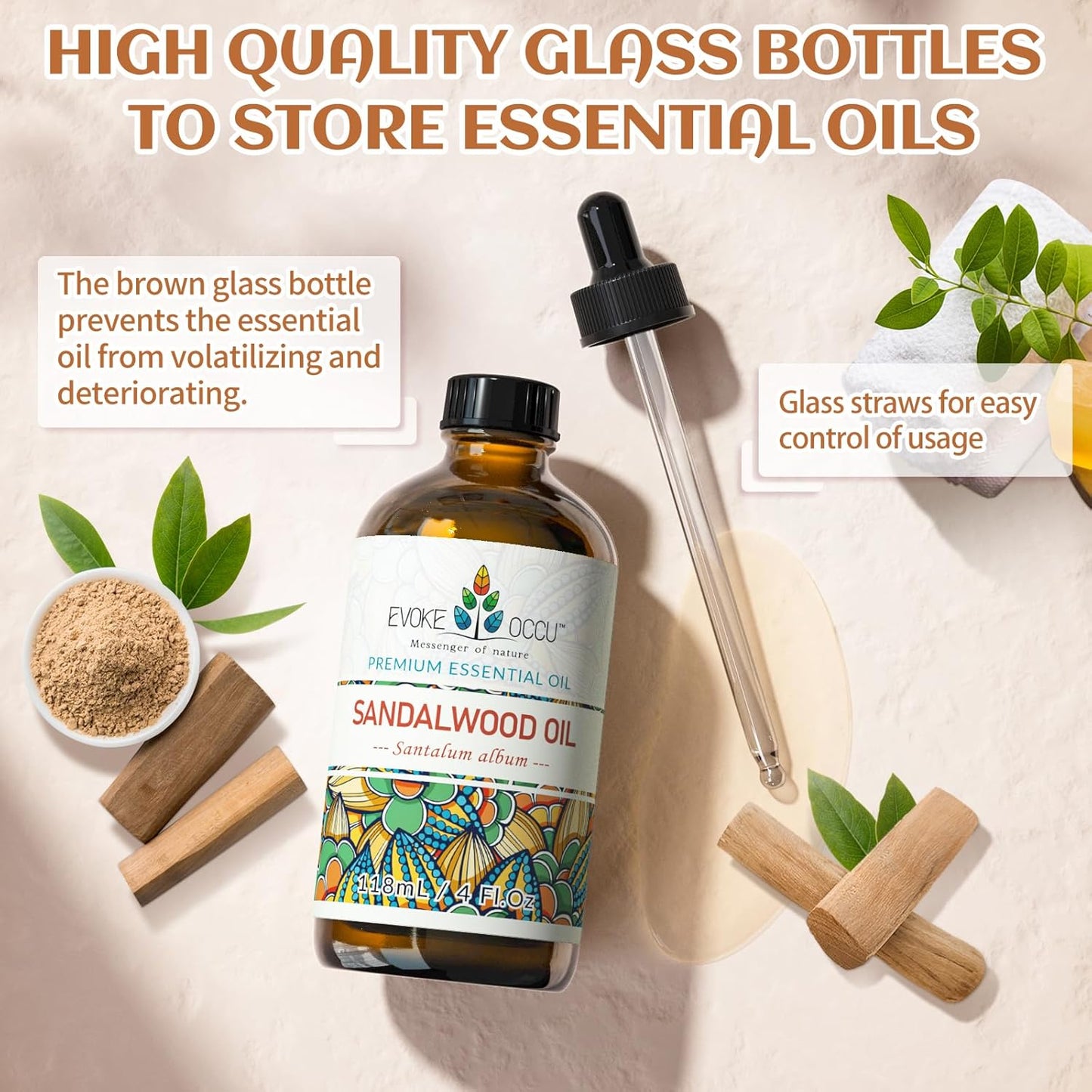 EVOKE OCCU 4 Fl Oz Vanilla Essential Oil, Pure Vanilla Oil for Diffuser, Skin, Humidifier and Relaxation - 118ML