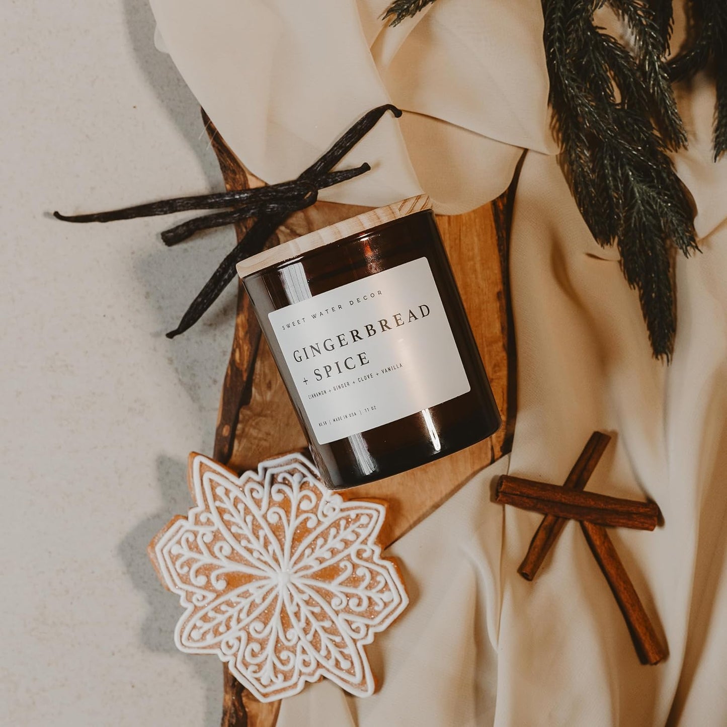 Sweet Water Decor Salt and Sea Candle - Sea Salt, Citrus, Amber, Musk, Beach Scented Soy Candles for Home - 11oz White Glass Jar Wood Lid, 50 Hour Burn Time, Made in the USA