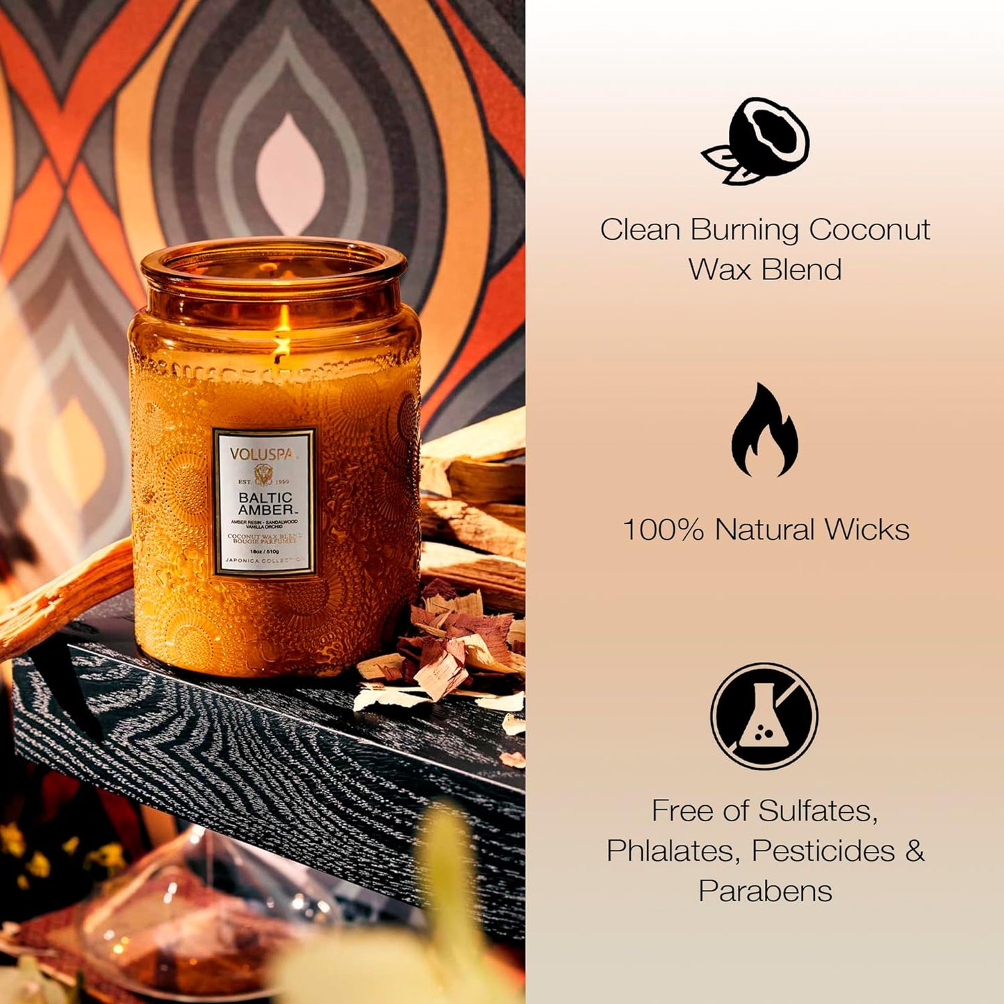 Voluspa Goji Tarocco Orange, Large Candle Jar, 18 oz, 100 Hour Burn Time, All Natural Wicks and Coconut Wax for Clean Burning, Vegan, Poured in the USA