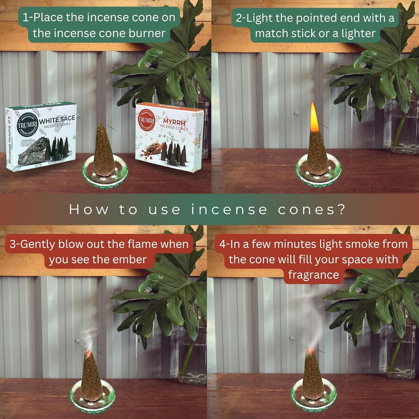 Incense Cones Combo Pack - 10 Cedar 10 Pine Scented Cones