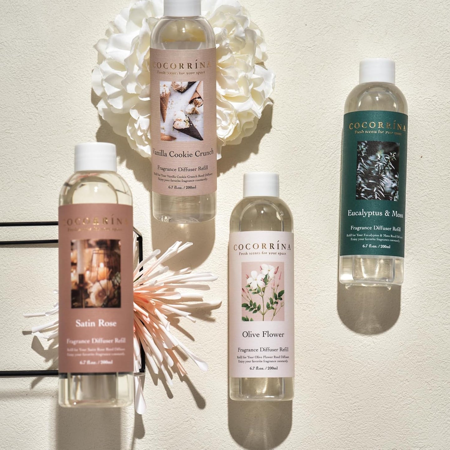 COCORRÍNA Reed Diffuser Refill - Cashmere Vanilla 6.7 oz. Scented Oil for Reed Diffuser Home Fragrance for Bedroom, Bathroom Home Decor