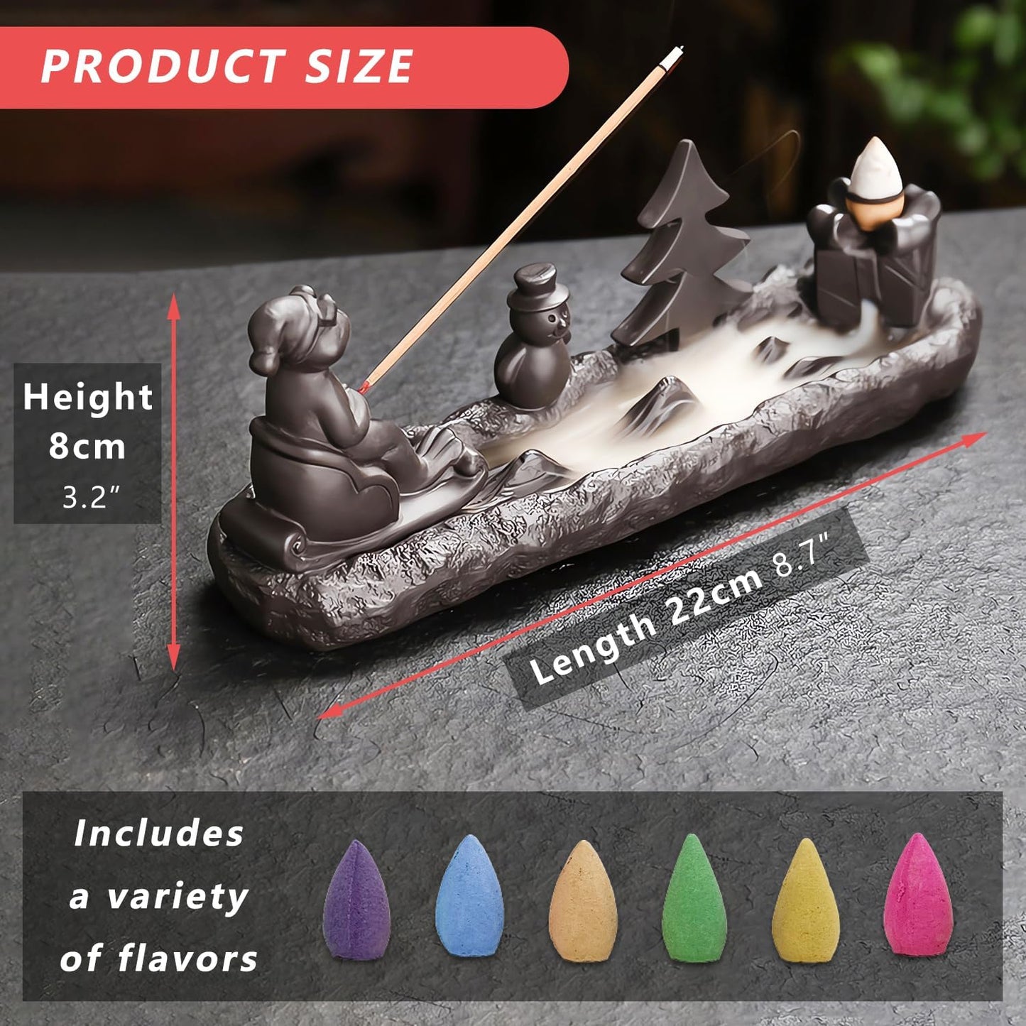 ChangWanna Frog Incense Stick Holder - Ceramic Insence Burner Ash Catcher, Insense Stand with 45 Sandalwood Sticks, Ornament for Aromatherapy/Yoga/Meditation/Home Living Room Office Decor