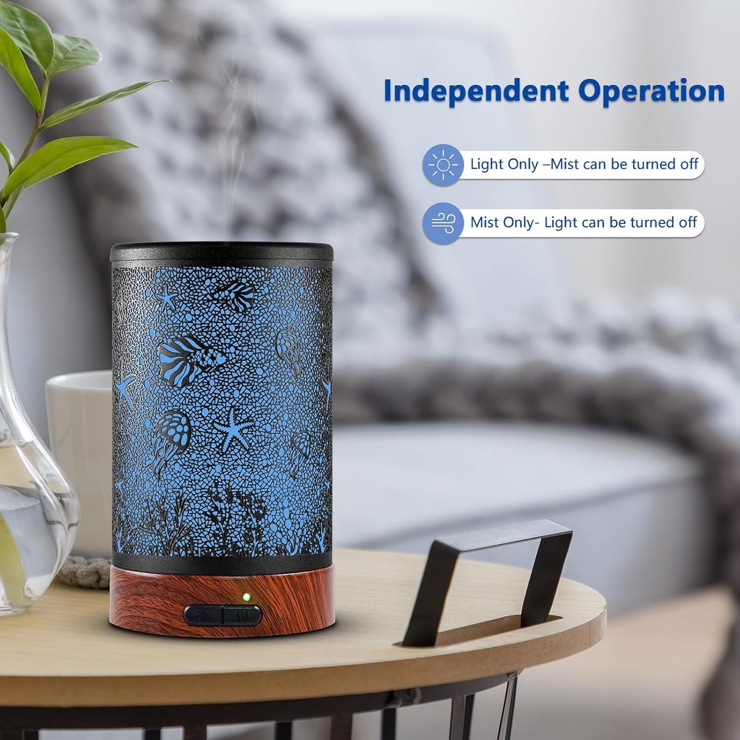 EQUSUPRO Essential Oil Diffuser 150ml Metal Aromatherapy Oil Diffuser Ultrasonic Cool Mist Diffuser with Auto Shut-Off Protection,7 Colors Changed LED for Home Office SPA Yoga