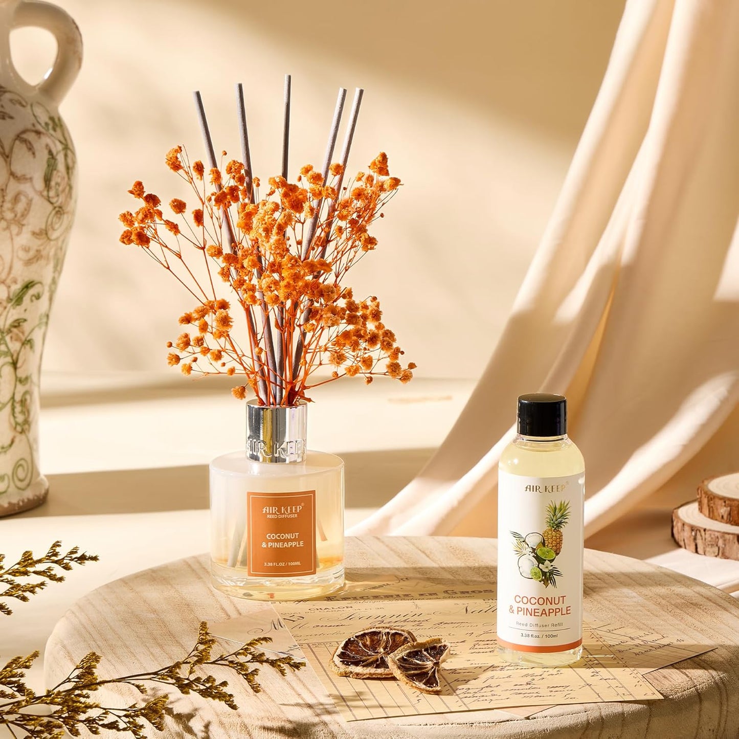 Airkeep Reed Diffuser Oil Refill/Clean Linen/3.38oz(100ml/1 Pack/Scented Oil Refill for Reed Diffuser Home Fragrance for Bedroom, Bathroom Office Home Decor