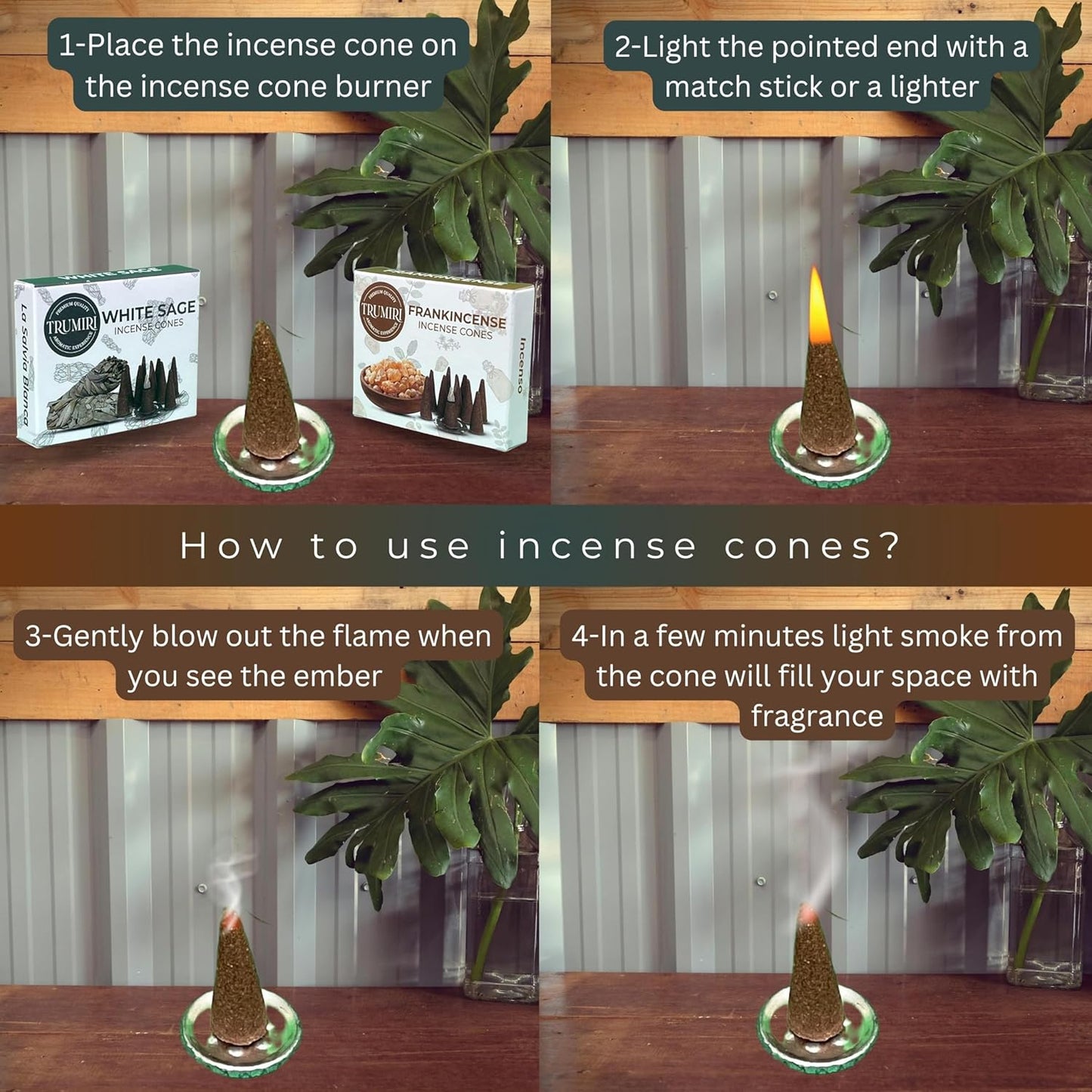 Incense Cones Combo Pack - 10 Cedar 10 Pine Scented Cones