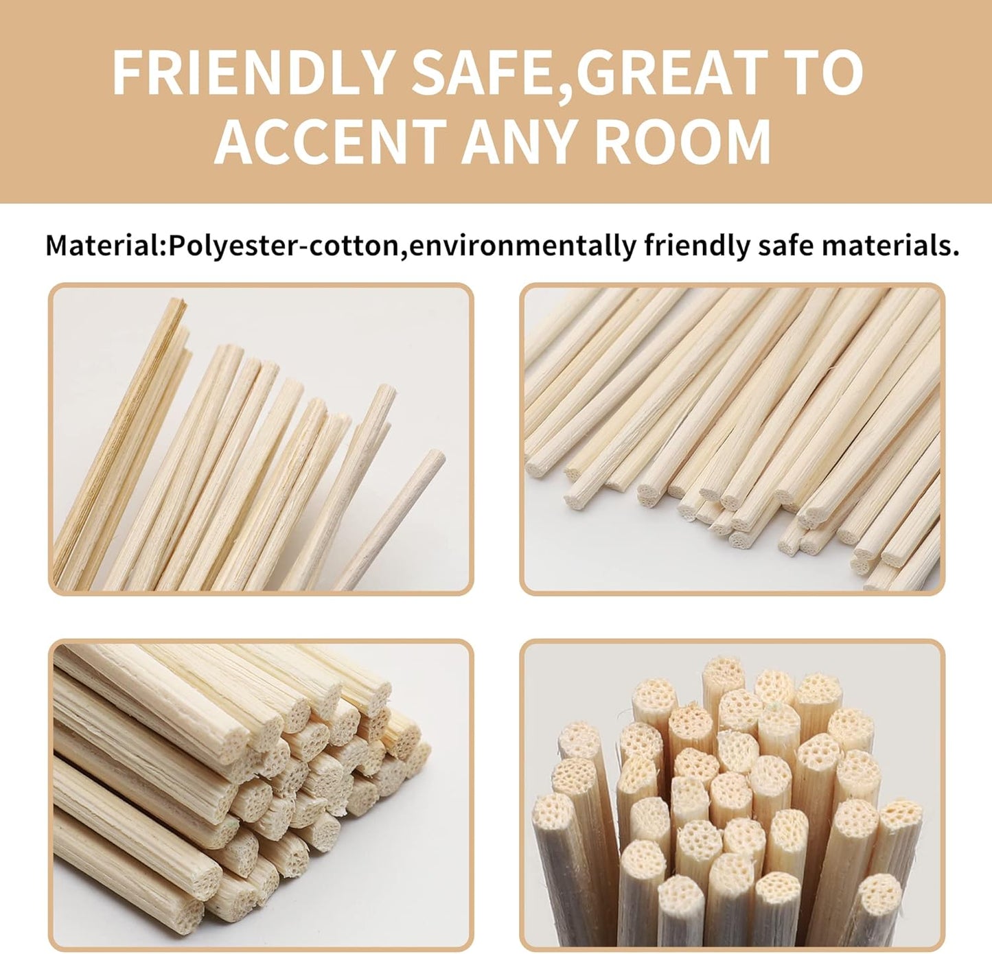 VFULIE 100PCS Reed Diffuser Sticks, 10 Inch Natural Rattan Wood Sticks Essential Oil Aroma Diffuser Sticks Refill Replacement for Aroma Fragrance (Primary Color)