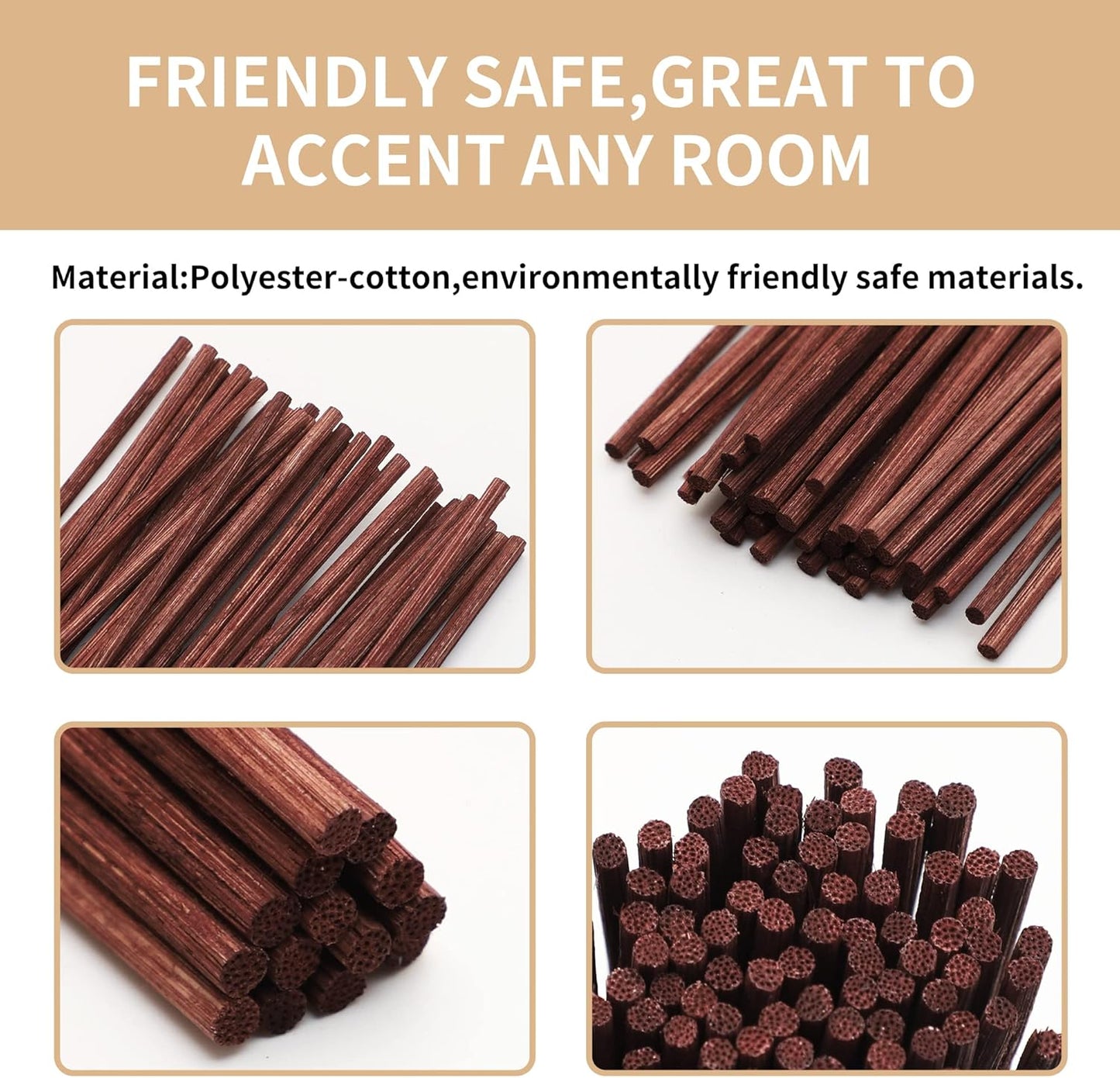 VFULIE 100PCS Reed Diffuser Sticks, 10 Inch Natural Rattan Wood Sticks Essential Oil Aroma Diffuser Sticks Refill Replacement for Aroma Fragrance (Primary Color)