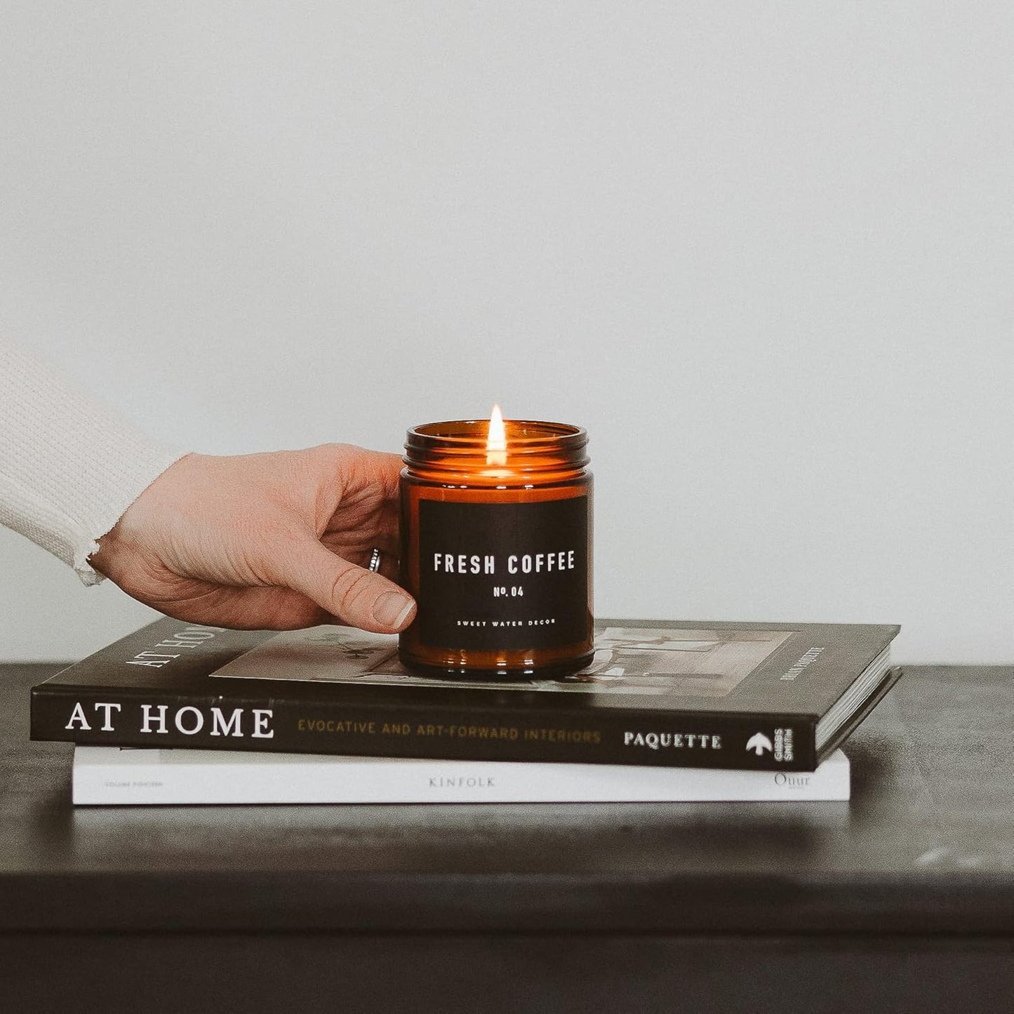 Sweet Water Decor Warm and Cozy Soy Candle - Orange Peel, Cinnamon, Ginger and Clove Scented Candles for Home - 9oz Amber Jar Black Lid, 40 Hour Burn Time, Made in the USA