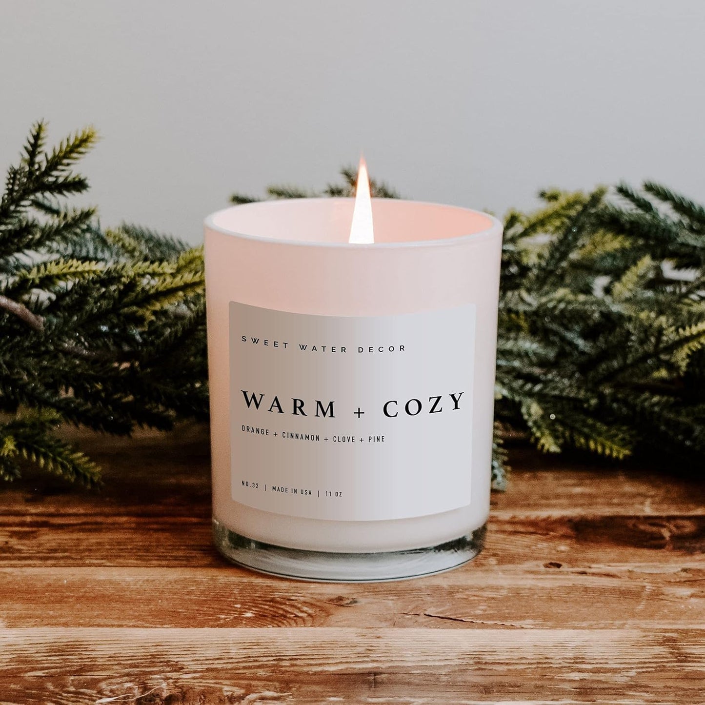 Sweet Water Decor Salt and Sea Candle - Sea Salt, Citrus, Amber, Musk, Beach Scented Soy Candles for Home - 11oz White Glass Jar Wood Lid, 50 Hour Burn Time, Made in the USA