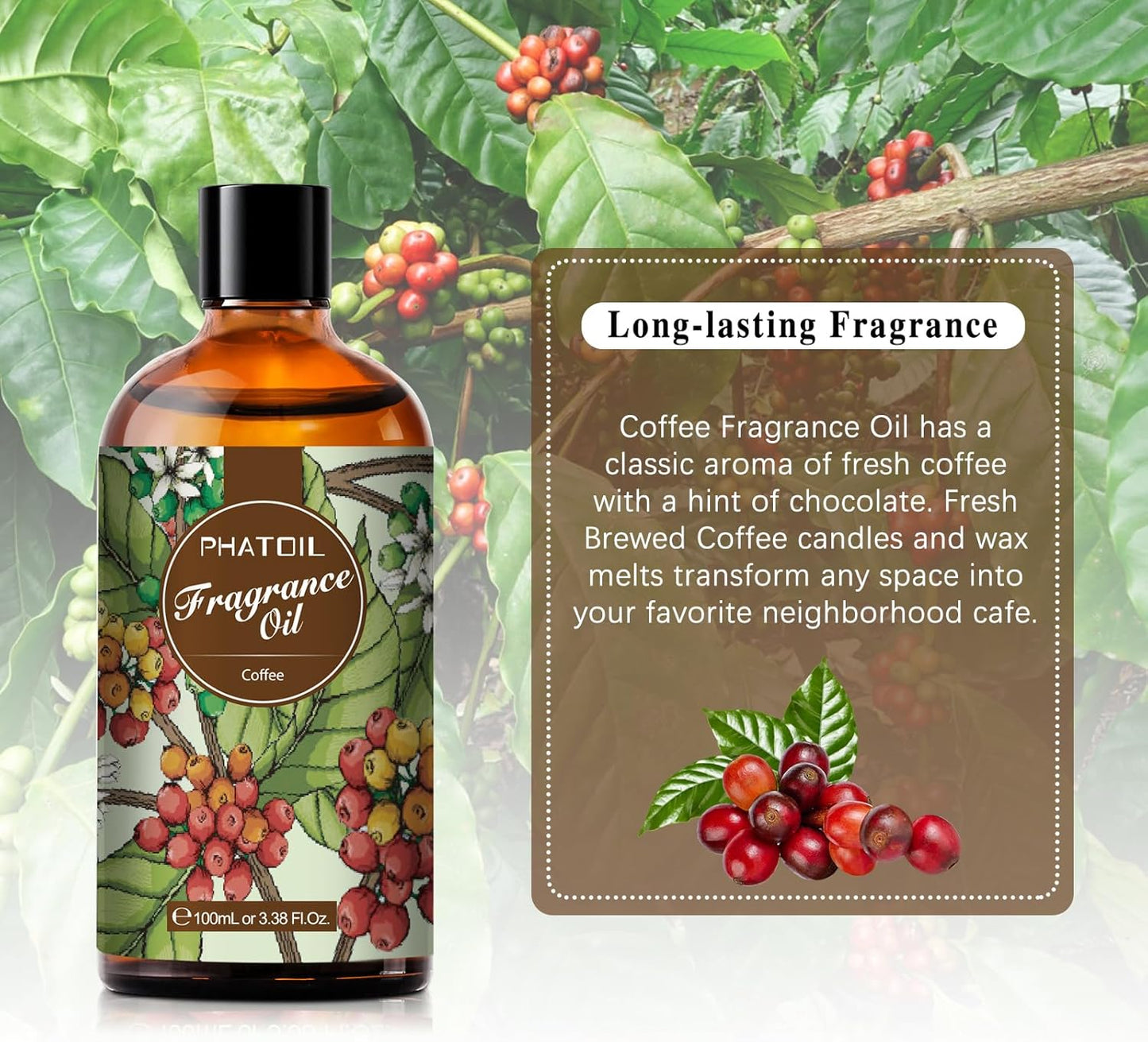 PHATOIL 3.38 FL.OZ Coconut & Vanilla Fragrance Oils for Aromatherapy, Essential Oils for Diffusers for Home, Perfect for Diffuser, Yoga, DIY Candle and Soap Making - 100ml