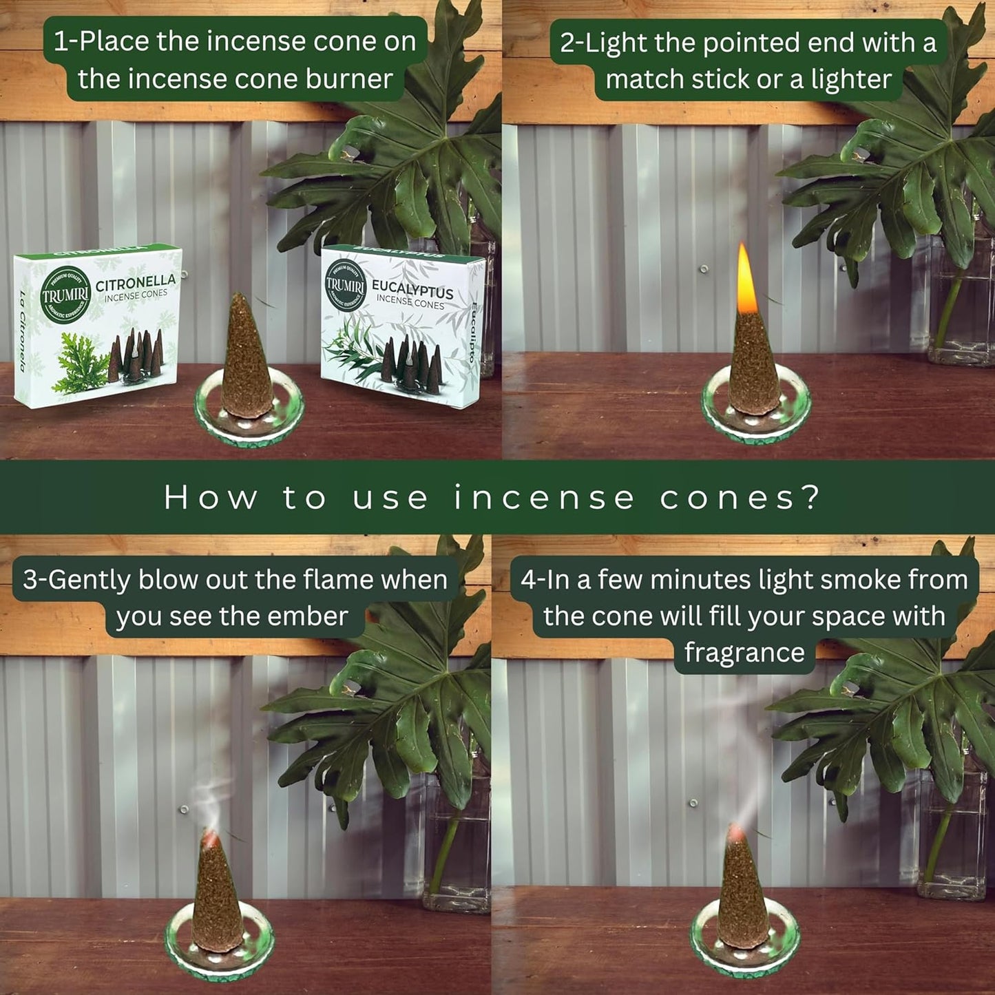 Incense Cones Combo Pack - 10 Cedar 10 Pine Scented Cones
