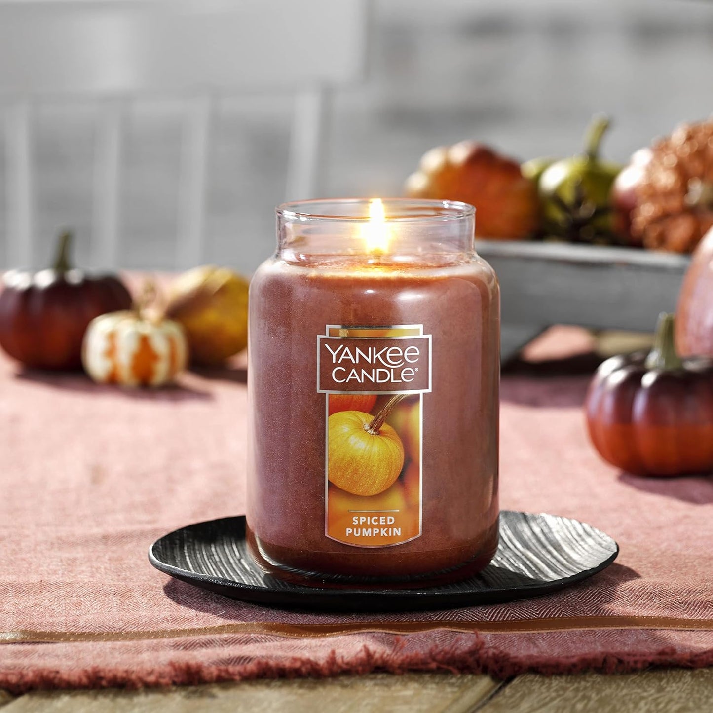 Yankee Candle | Spiced Pumpkin Scented, Classic 22oz Large Jar Single Wick, Over 110 Hours of Burn Time, Perfect Accent for Fall Decor