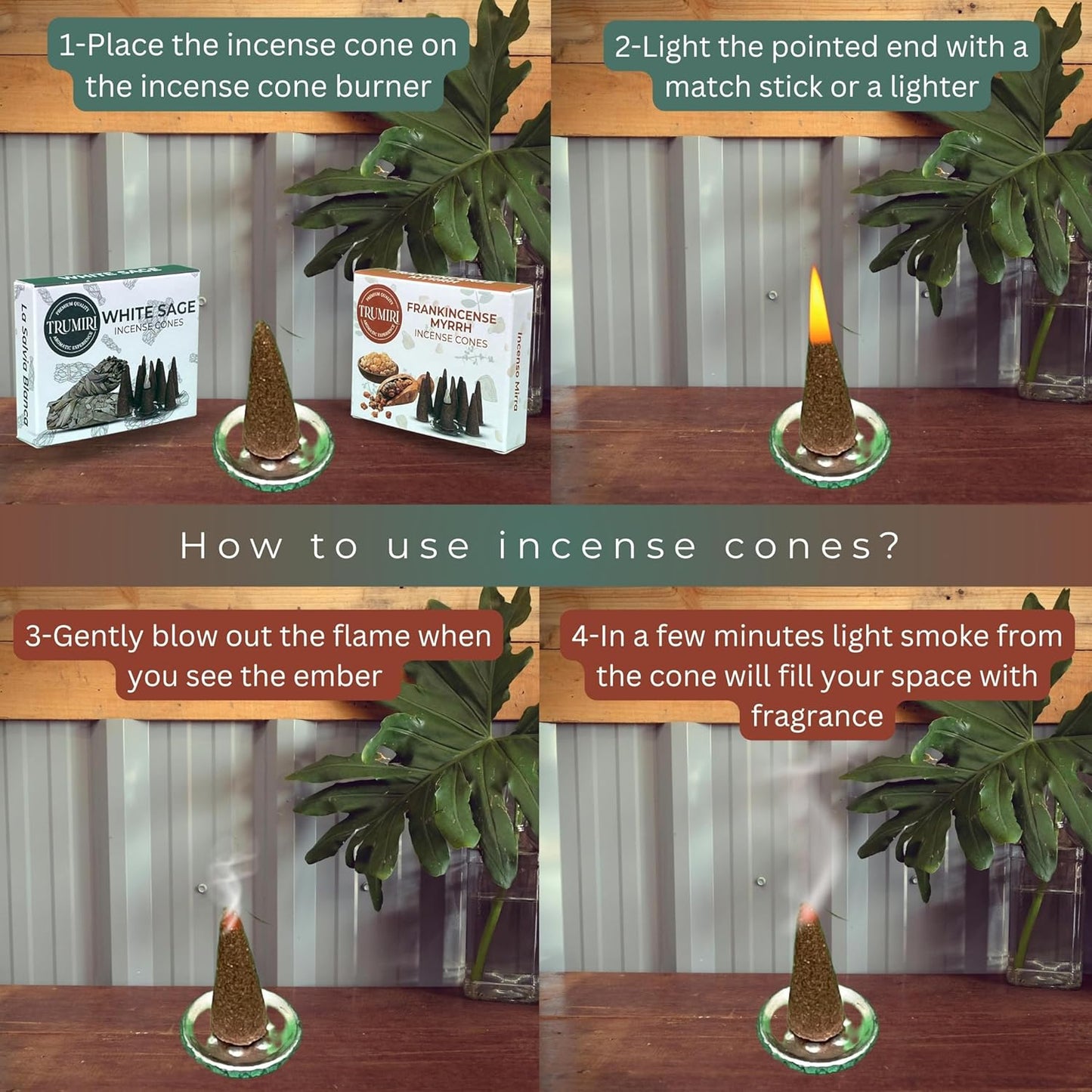 Incense Cones Combo Pack - 10 Cedar 10 Pine Scented Cones