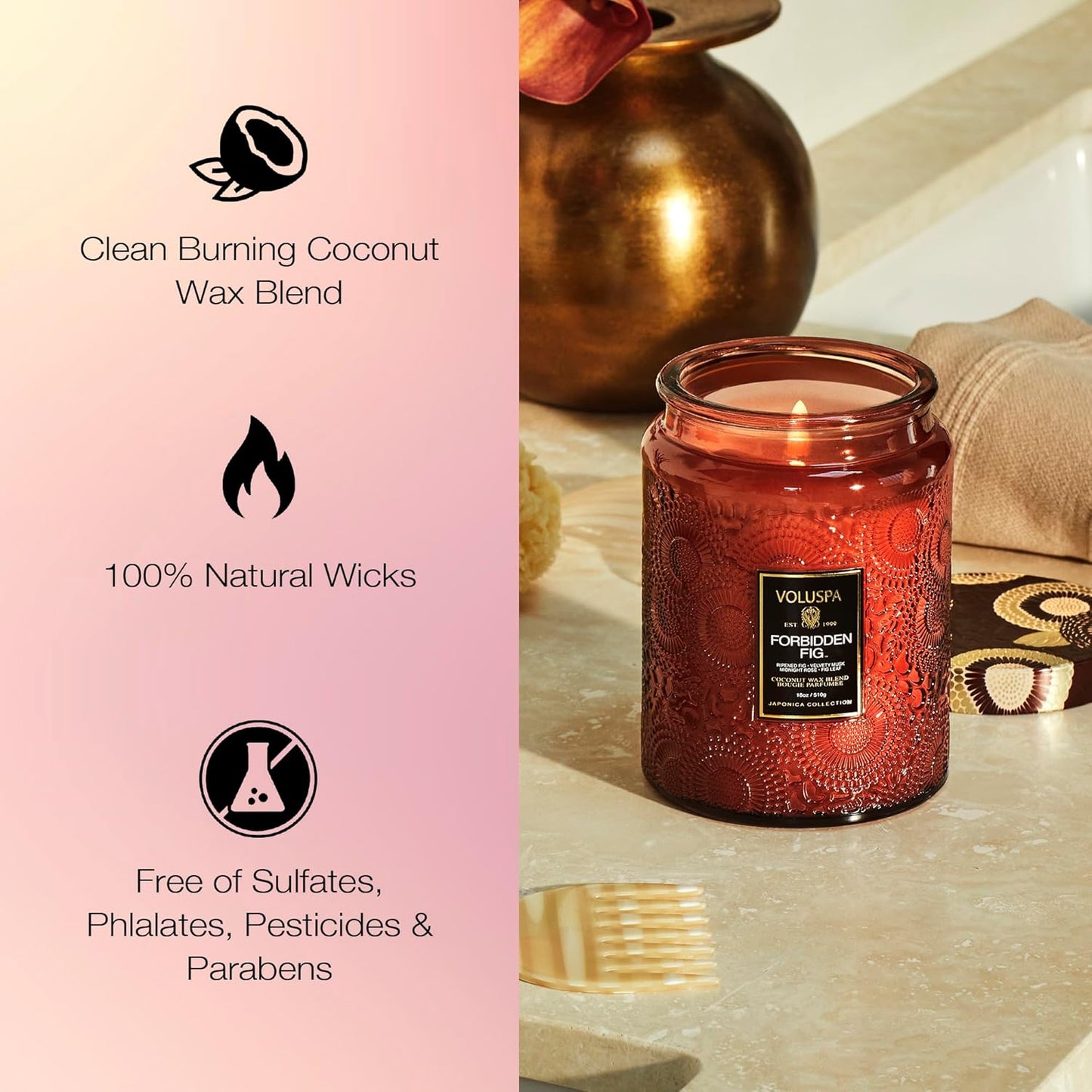 Voluspa Goji Tarocco Orange, Large Candle Jar, 18 oz, 100 Hour Burn Time, All Natural Wicks and Coconut Wax for Clean Burning, Vegan, Poured in the USA