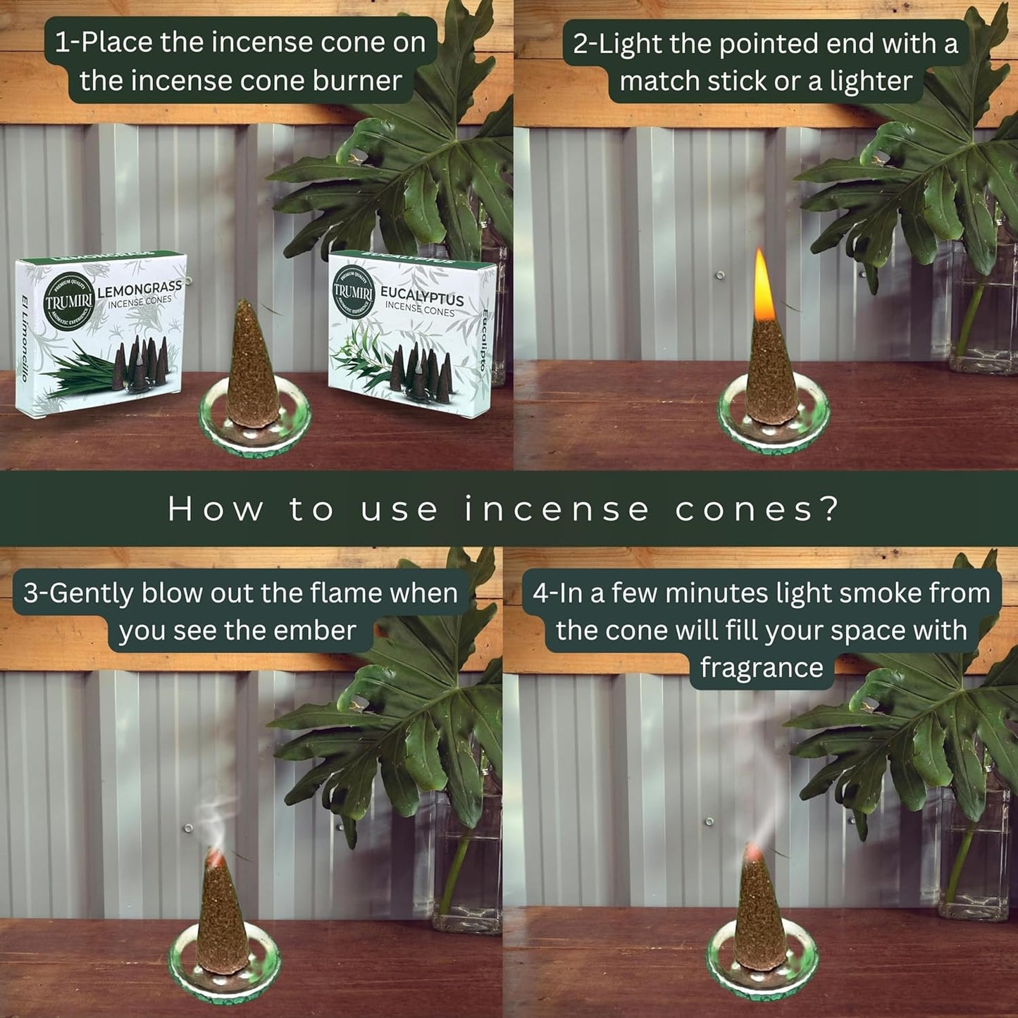Incense Cones Combo Pack - 10 Cedar 10 Pine Scented Cones