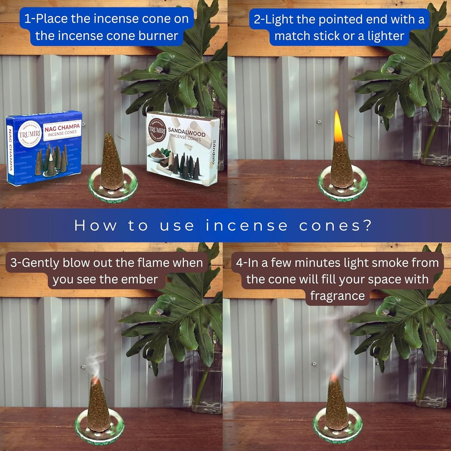 Incense Cones Combo Pack - 10 Cedar 10 Pine Scented Cones