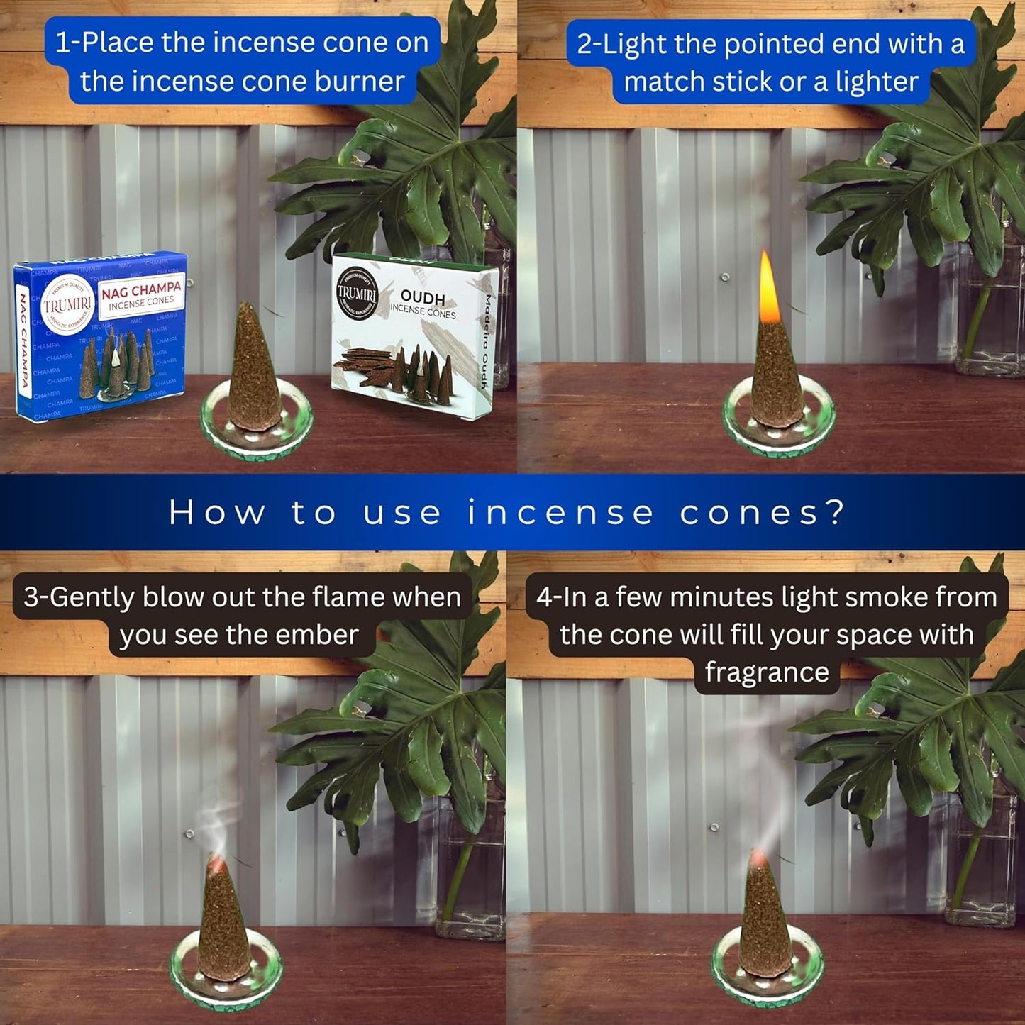 Incense Cones Combo Pack - 10 Cedar 10 Pine Scented Cones