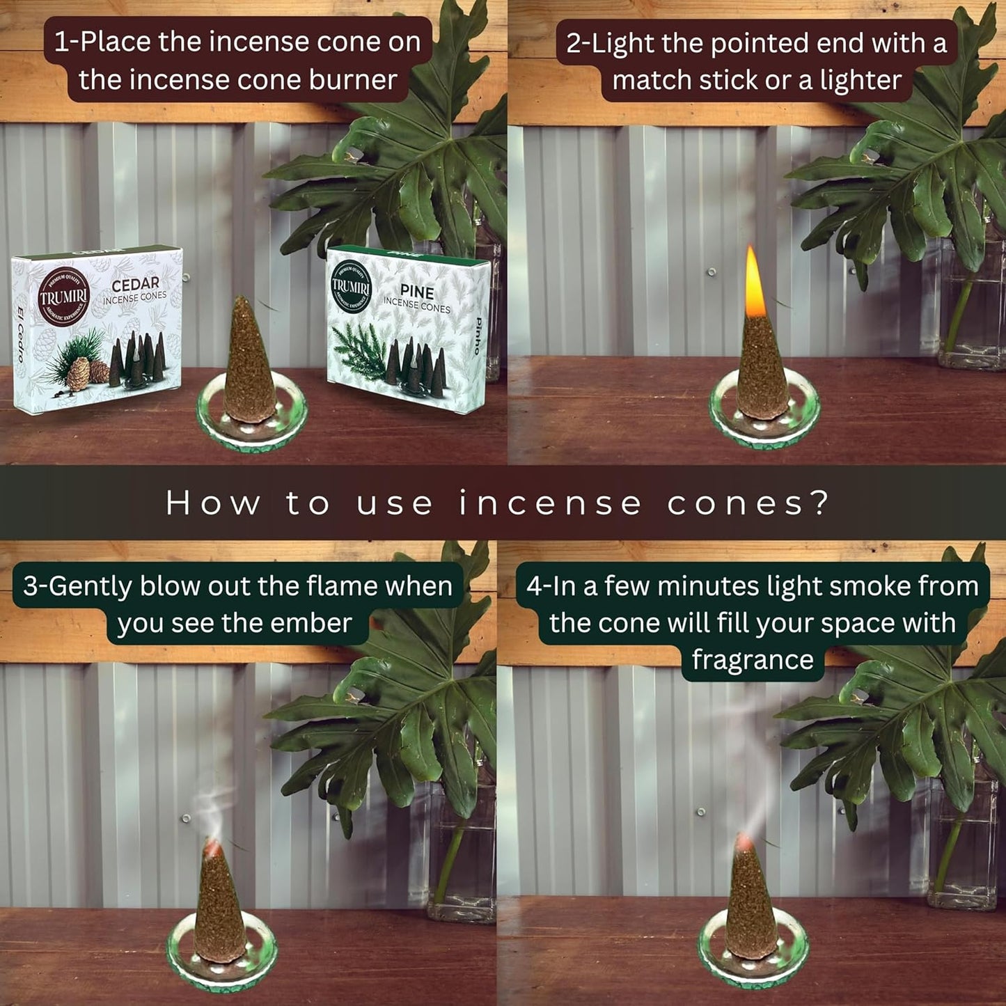 Incense Cones Combo Pack - 10 Cedar 10 Pine Scented Cones