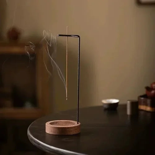 Upside Down Incense Burner - Incense Stick Holder - Wooden, Round Incense Tray