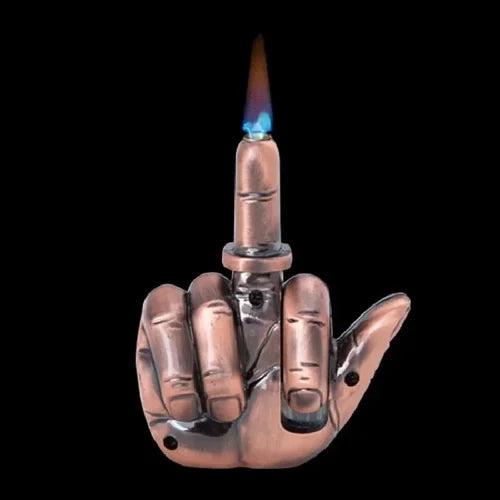 Novelty Metal Middle Finger Lighter - Windproof Flame - Butane Refillable