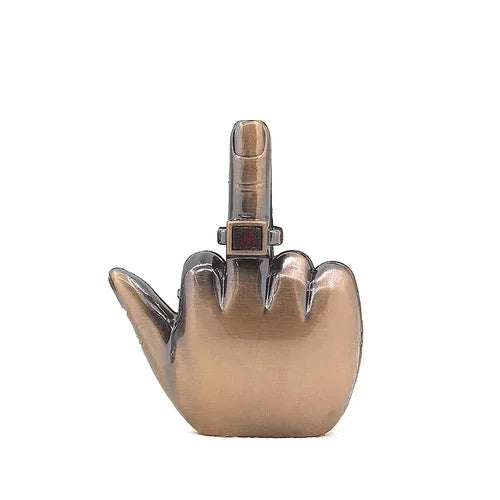 Novelty Metal Middle Finger Lighter - Windproof Flame - Butane Refillable