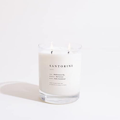 Brooklyn Candle Studio Santorini Classic 2 Wick Candle - Luxury Scented Candle, Vegan Soy Wax, Hand Poured in The USA, 70 Hour Slow Burn Time - 13oz