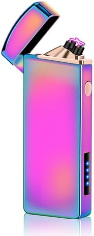 LcFun Electric USB Rechargeable Lighter, Windproof Plasma Dual Arc Lighter with LED Battery Indication, Electronic Flameless Cool Lighters Gifts for Men Fathers Husband (Black Dragon)