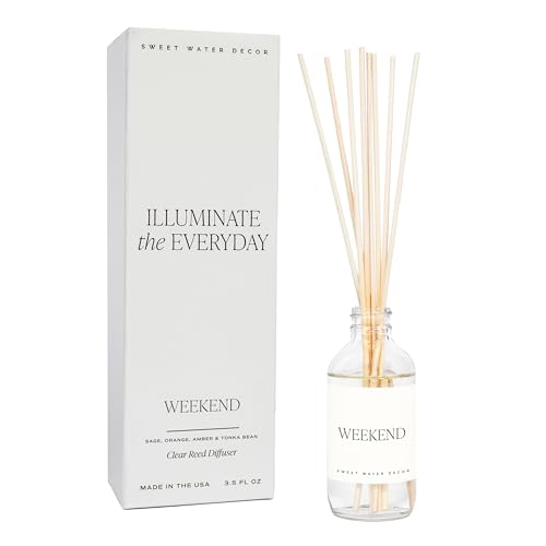 Sweet Water Decor Salt & Sea Reed Diffuser Set - Sea Salt Citrus & Musk Amber Scent Diffuser - Reed Diffusers for Home with Long Lasting Fragrance - Non-Toxic Oil Reed Diffuser - Made in the USA
