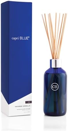 Capri Blue Volcano Reed Diffuser Set - Comes with Reed Diffuser Sticks, Fragrance Oil, and Glass Bottle Oil Diffuser - Aromatherapy Diffuser - White Diffuser (8 fl oz)